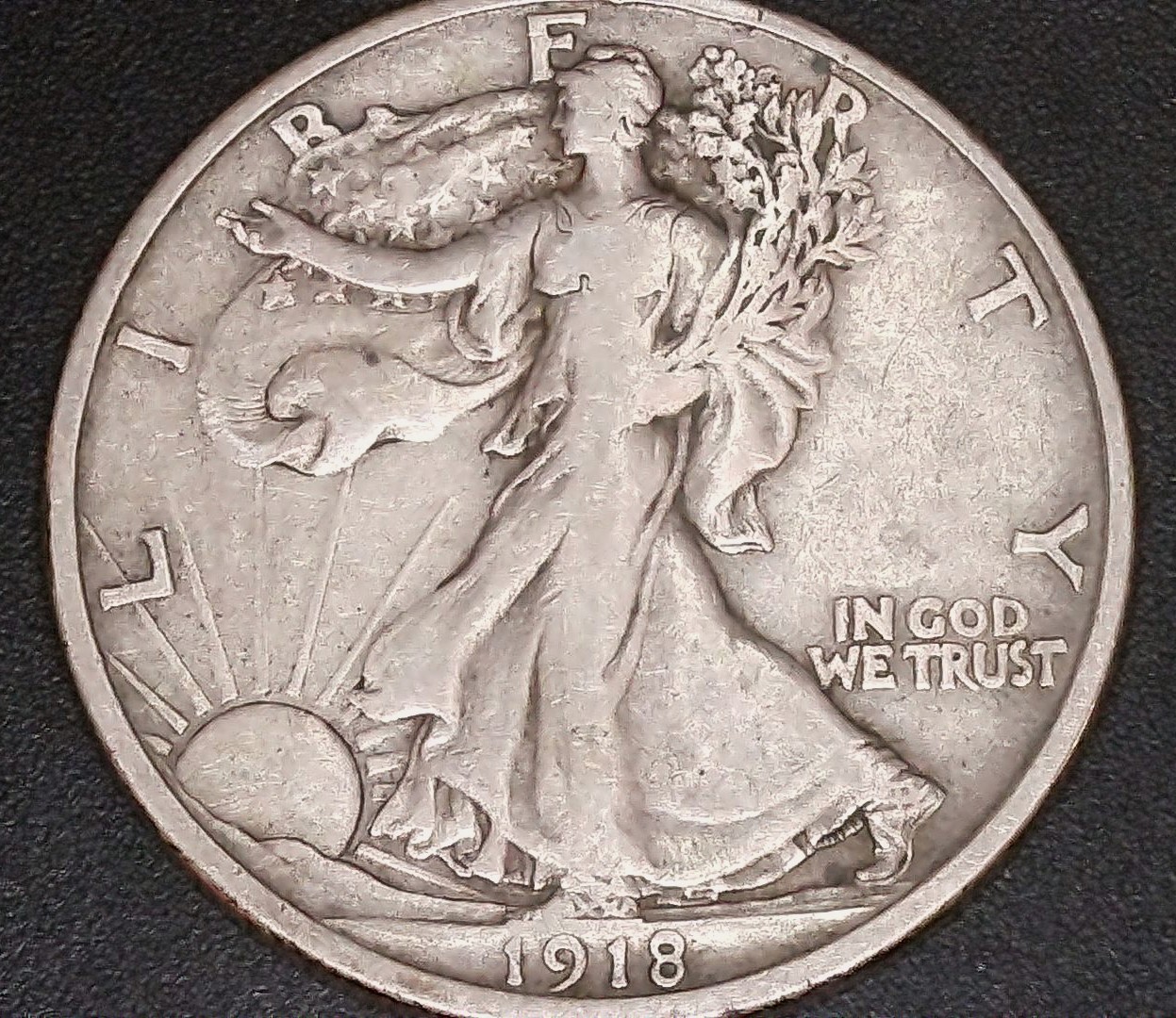 1918-d Walking Liberty Half in Very Fine Condition