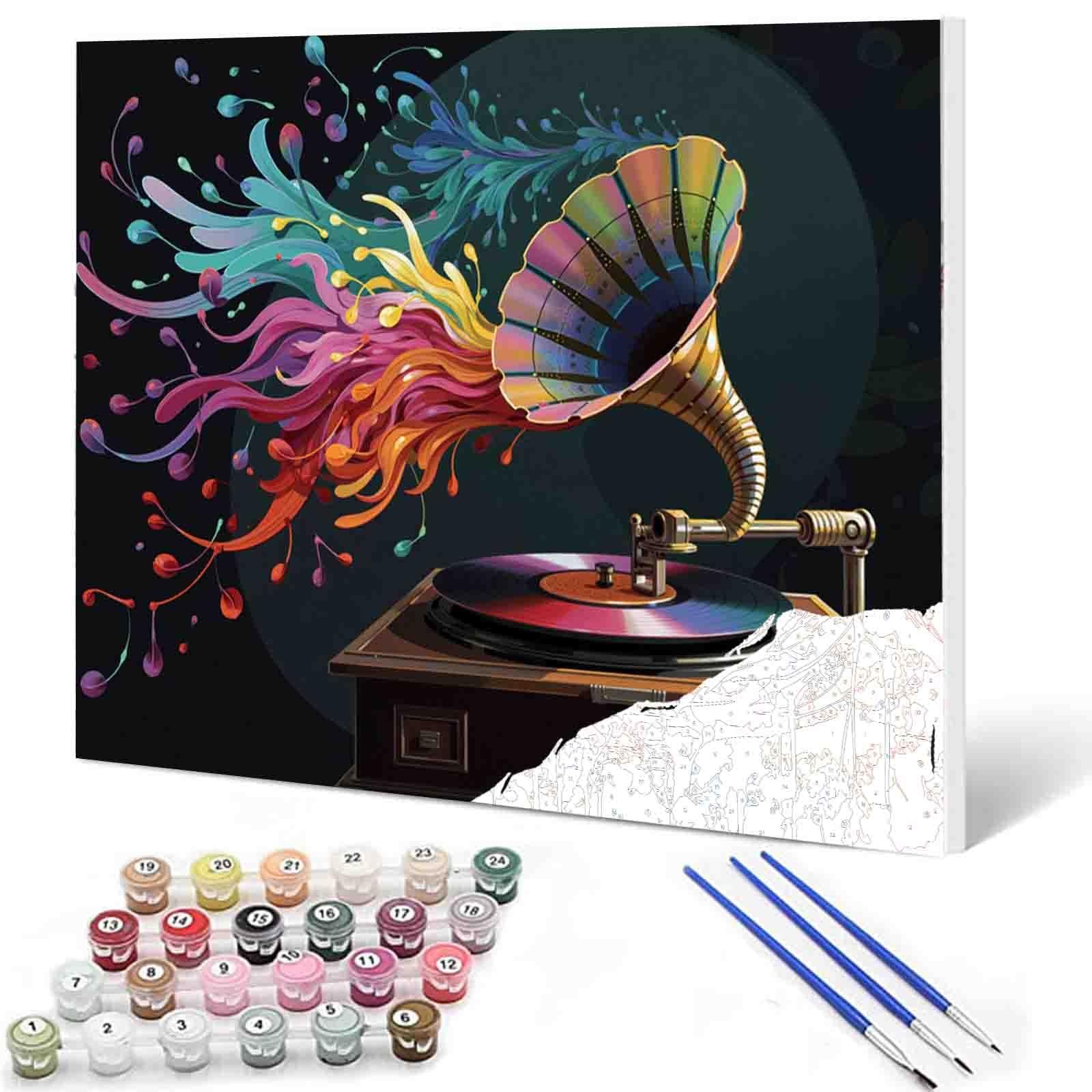 Aihonmin DIY Paint by Numbers,Horn Music 16''x20''(Frameless), Music-09
