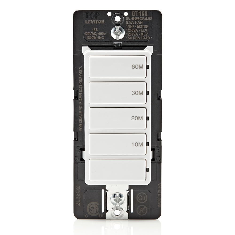 Leviton Decora 15A 60-Minute Indoor In-Wall Countdown Timer Switch 1/2 HP/9.8A F