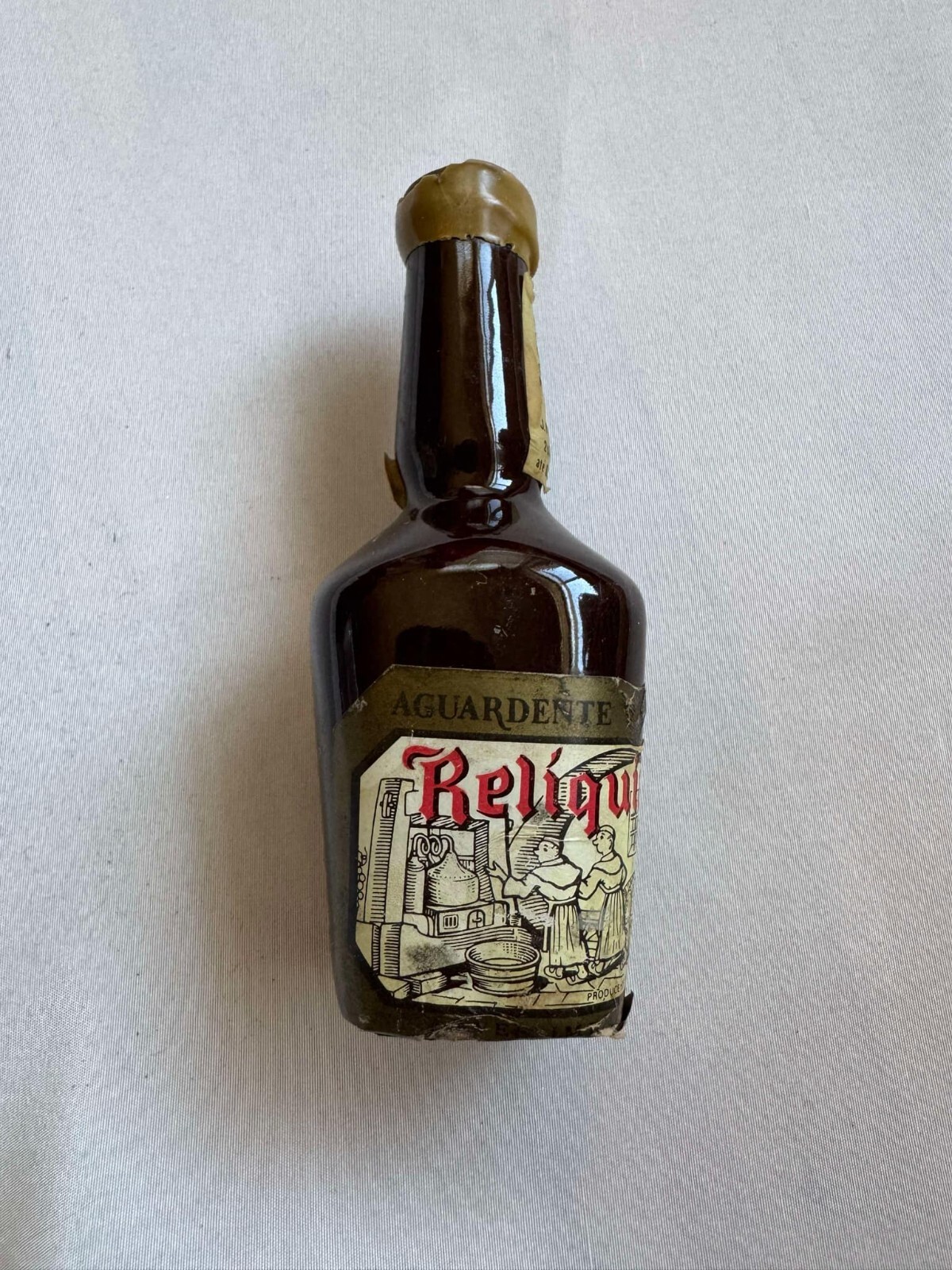 Vintage Reliquia Aguardente Velha Portugal Portugese Brandy Empty Mini Bottle