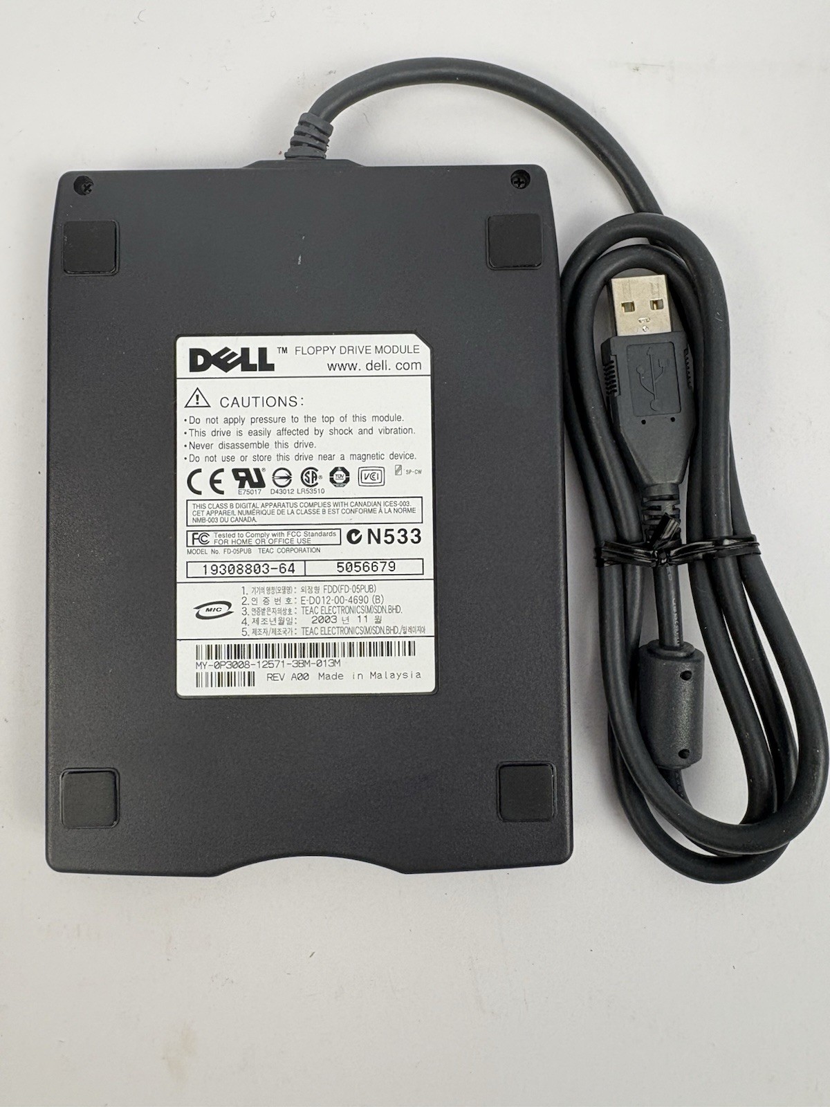 Dell 3.5" Floppy Drive Module Model # FD-05PUB External USB