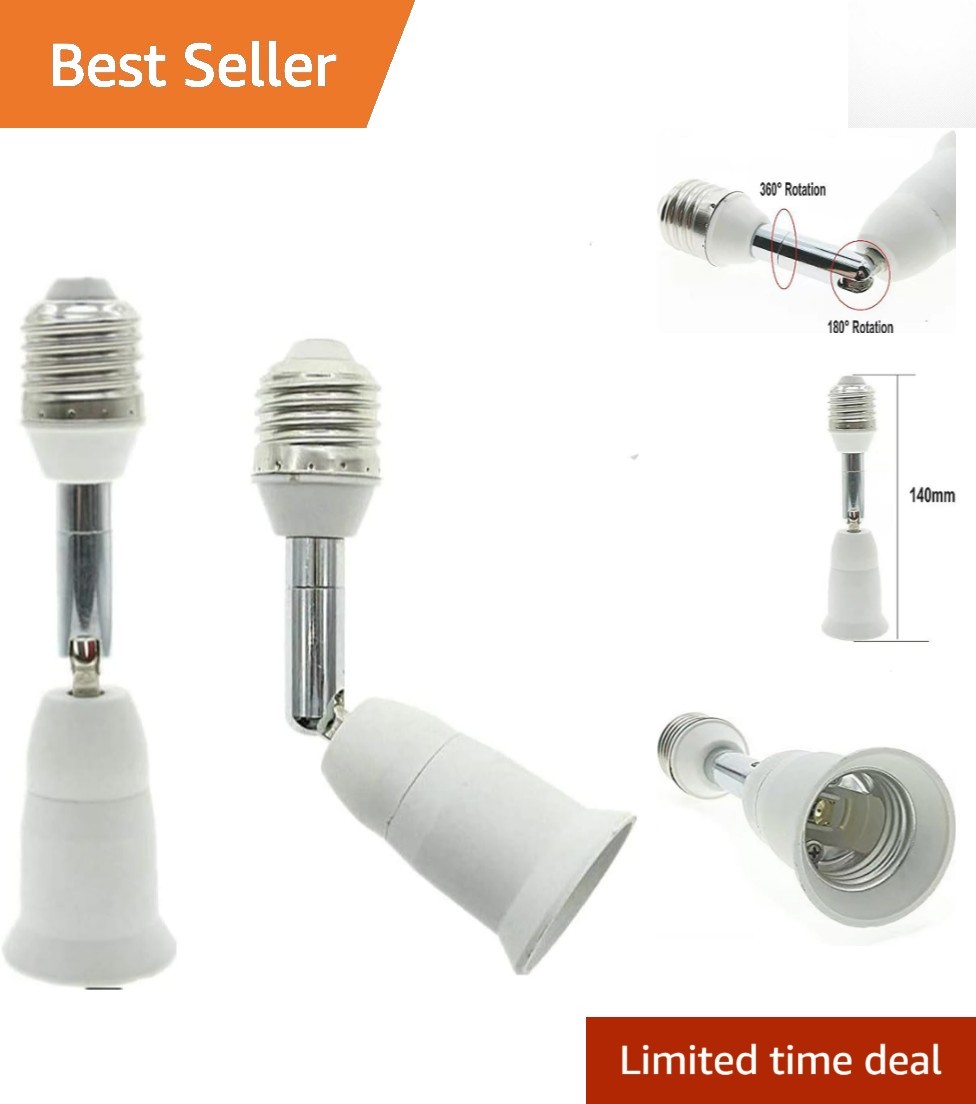 E26/E27 Light Socket Extender - 4.5 Inch Adjustable Brightness Enhancer (2-Pack)