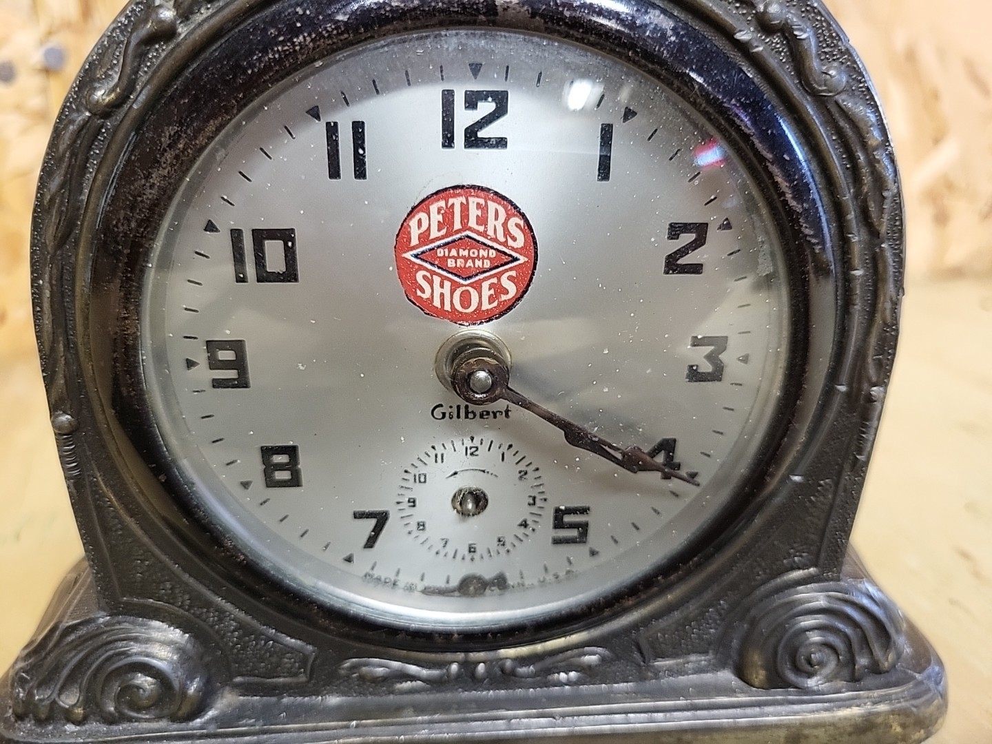 1930s Peters Diamond Brand Shoes, Heavy Gilbert Clock Pot Metal