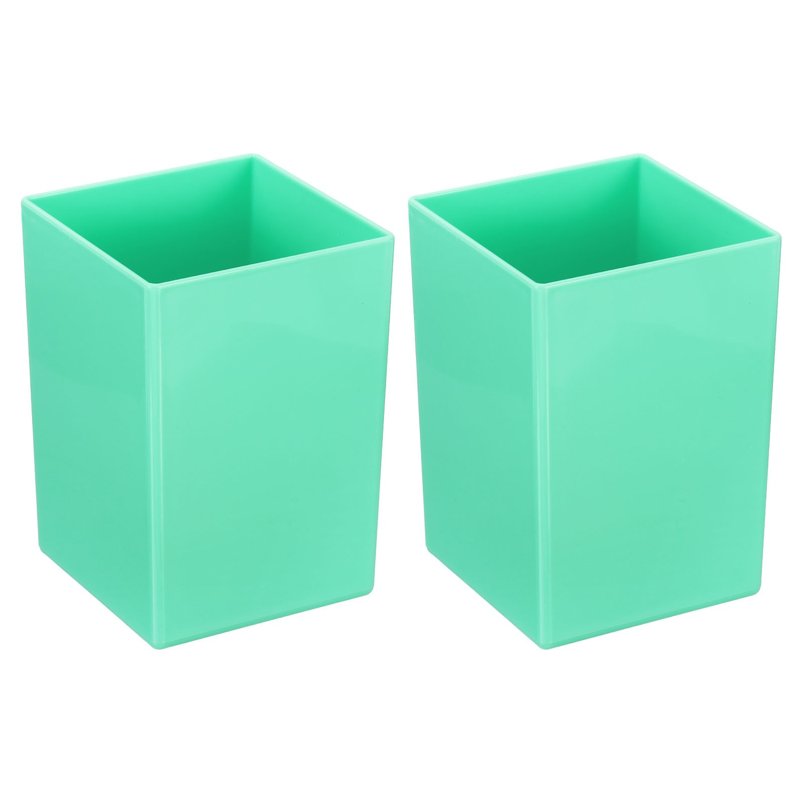 2pcs Pencil Holder, Plastic Makeup Brush Holder Square Desktop Organizer, Green