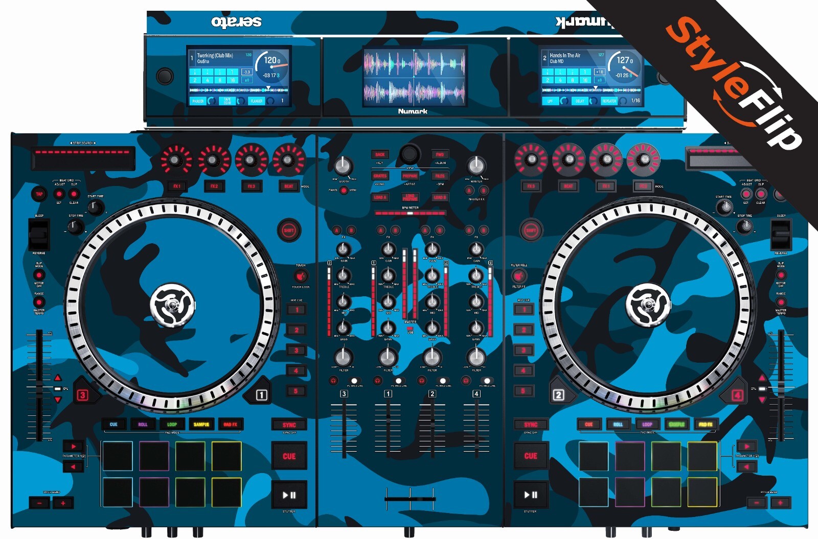 Numark NS-7 III Skin | Camo Blue | Protective Decal | StyleFlip Skins