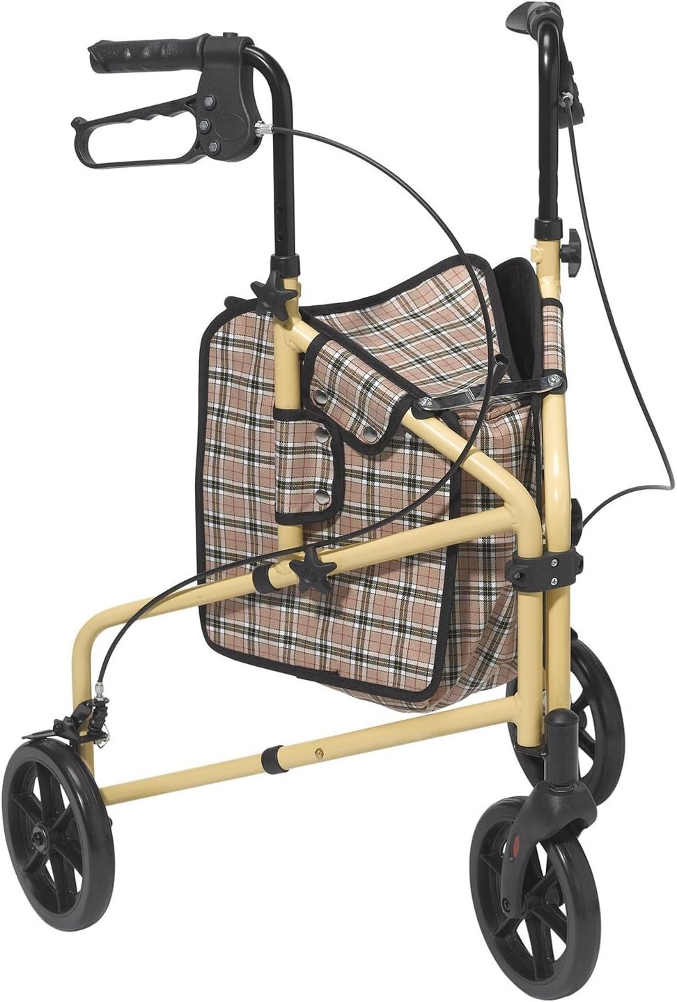 Drive Medical Winnie Lite Supreme 3 Wheel Rollator Rolling Walker, Tan/Plaid