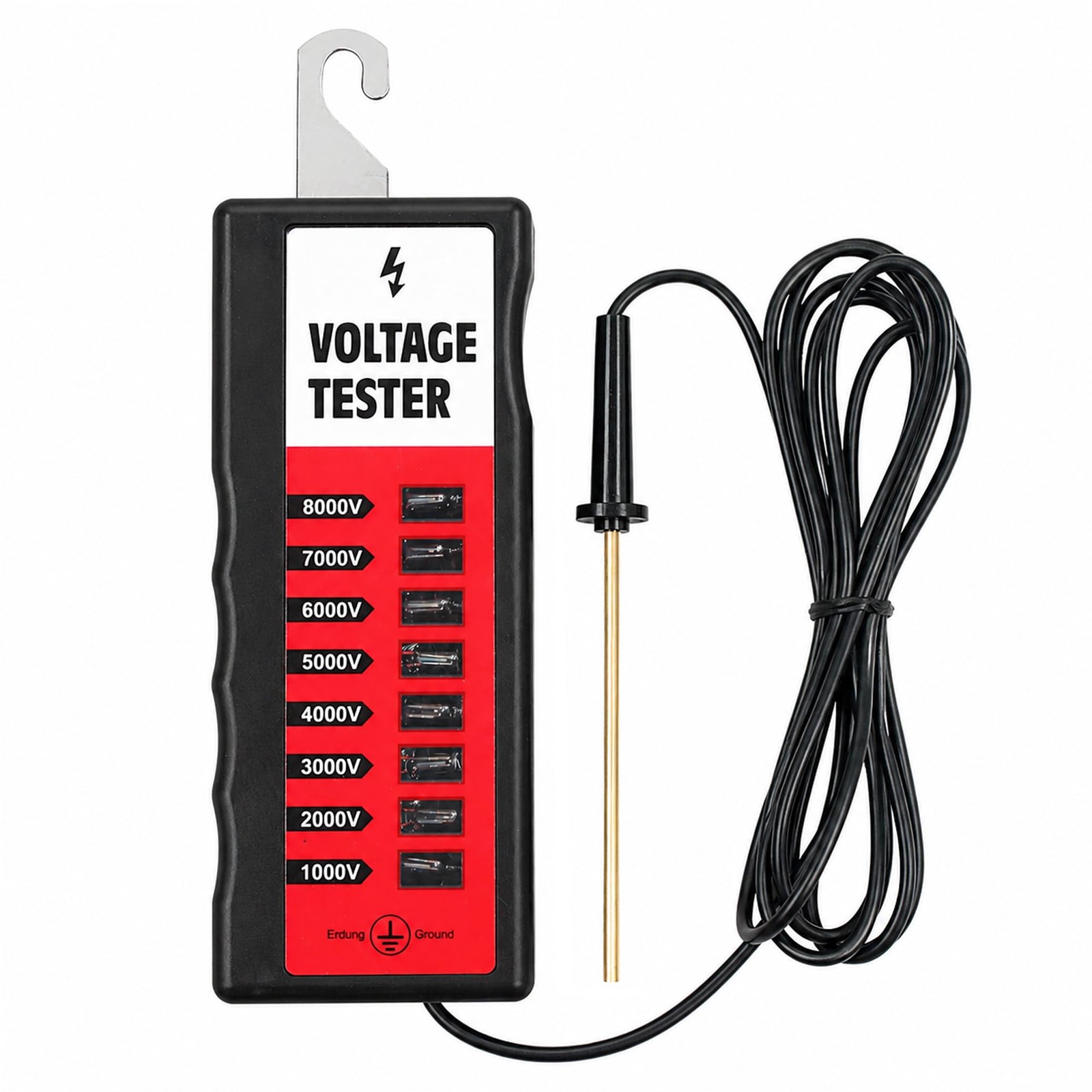BEIYI Electric Fence Voltage Tester, Portable MLD1000-8000V, Red 8Kv