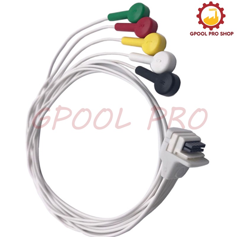 For Medical Monitor Compatible Mortara H3 5 Leads Holter EKG ECG Cable Snap AHA