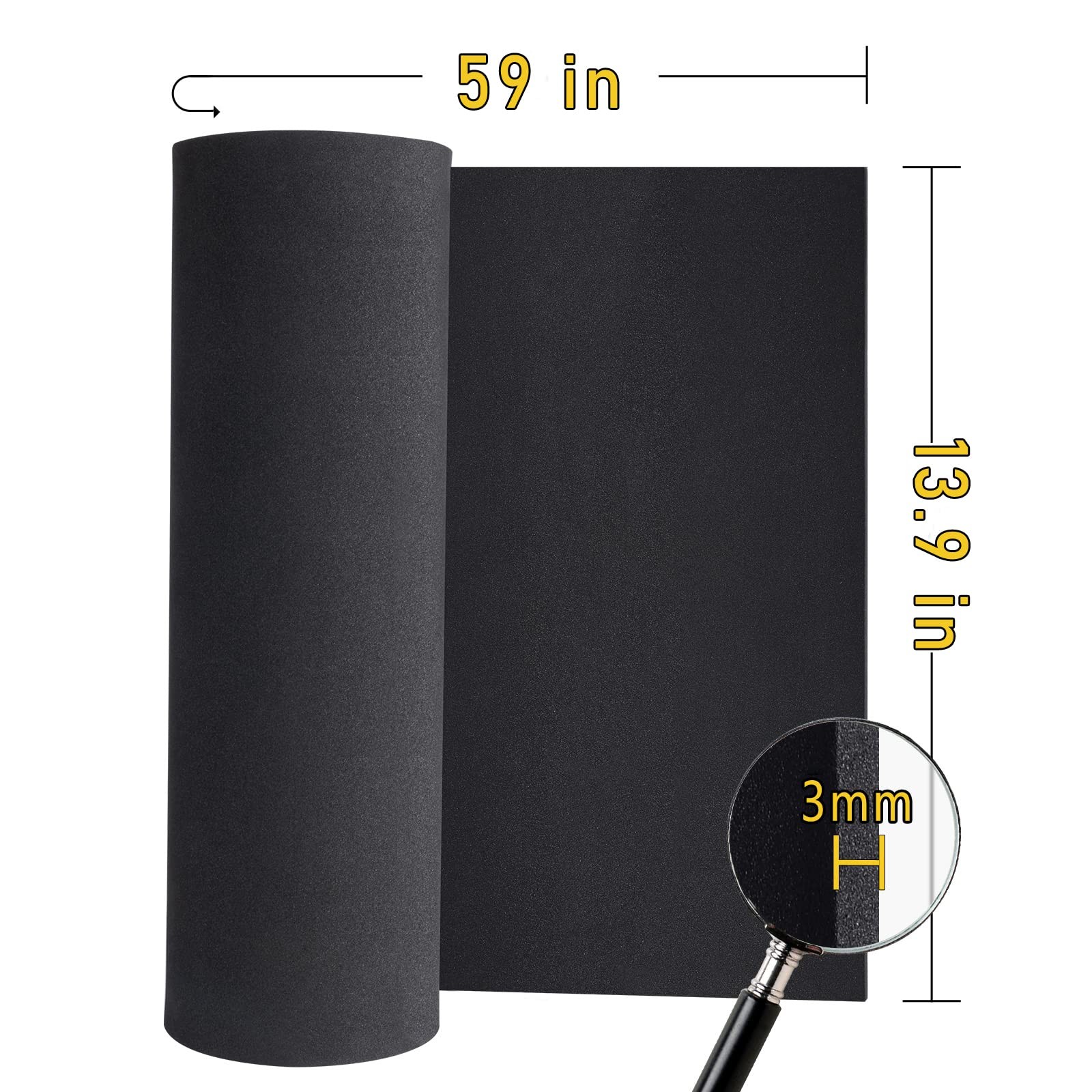 2-Pack Black Eva Foam Sheets roll, Premium eva Thickness-3mm, 2PCS:Black