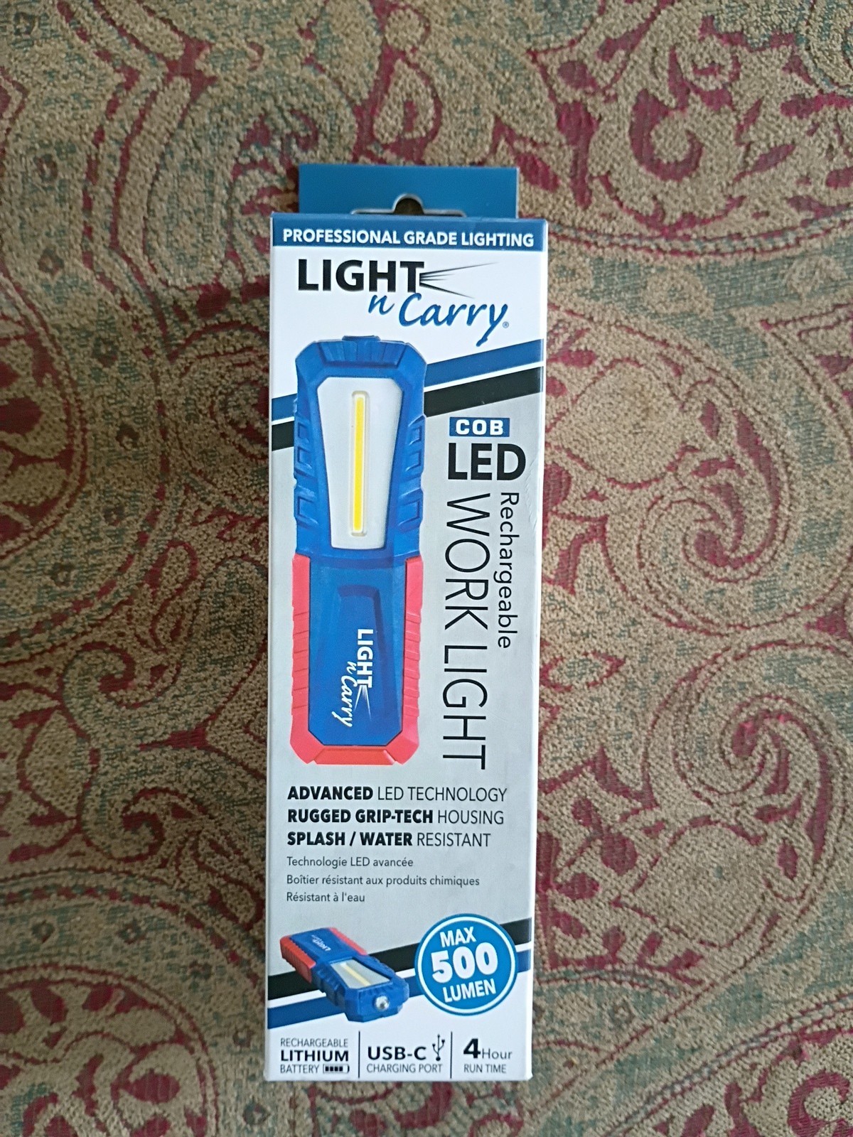 Light-N-Carry Rechargeable 500 Max Lumen COB LED Work Light, Magnetic Base