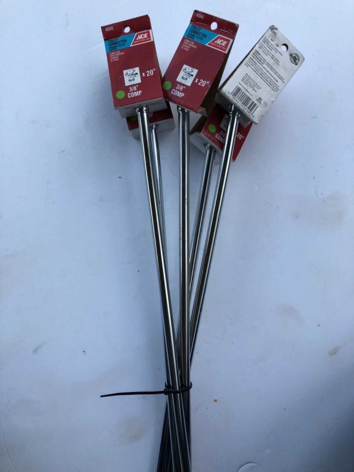 ACE 3/8" x 20" Toilet Connector Closet Supply Tube Chrome Plated Copper Lot of 5