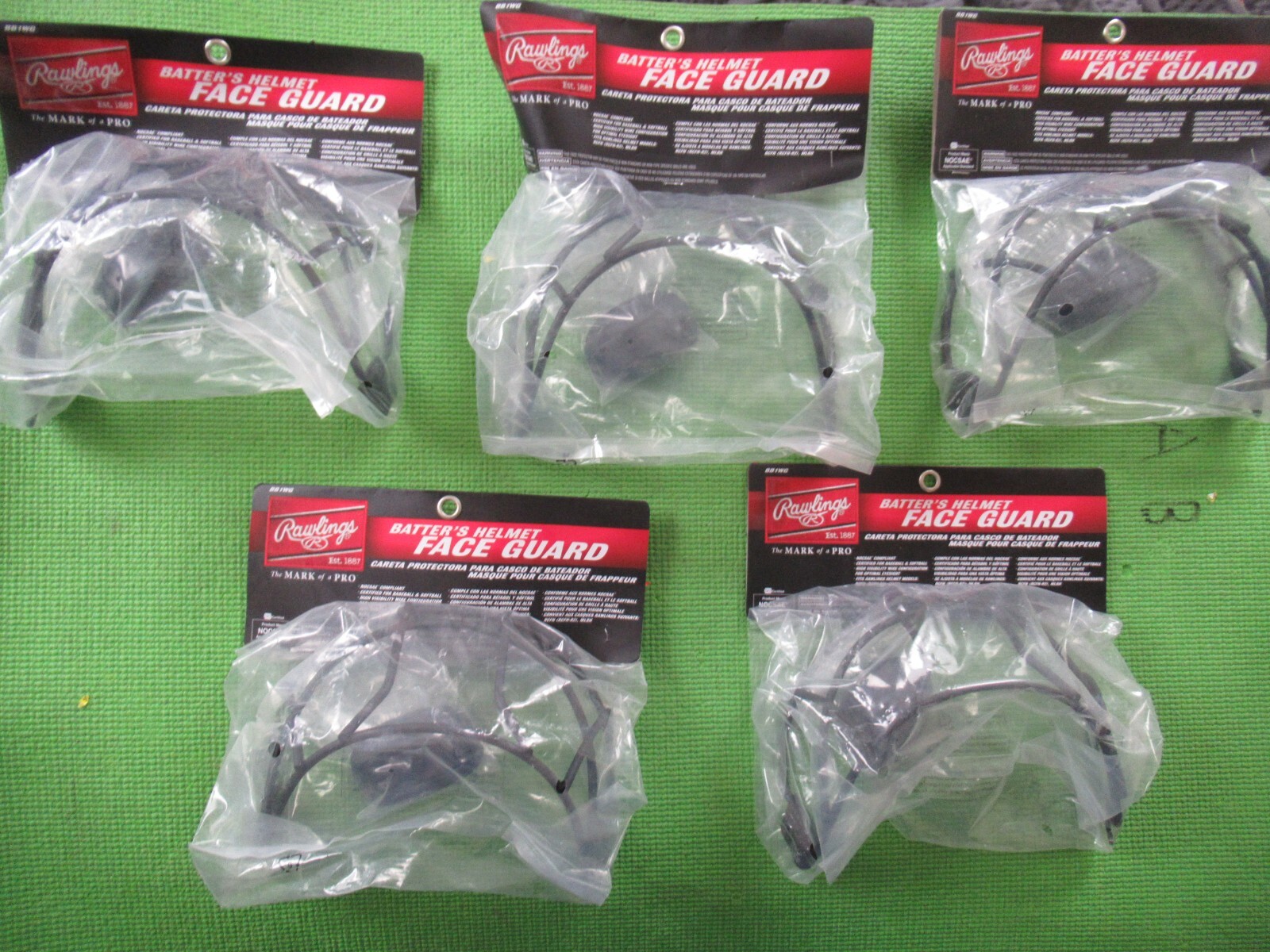 Lot 5 New Rawlings baseball softball batting helmet face guards. You get all 5.