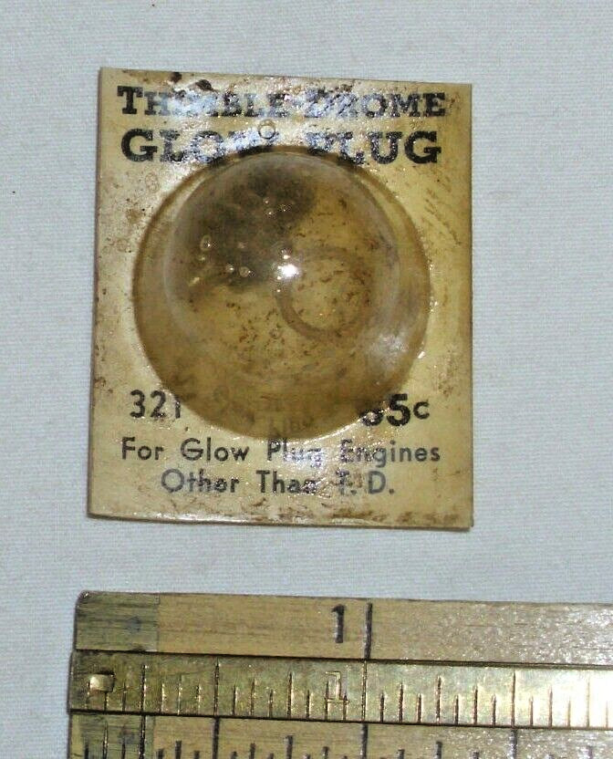 COX THIMBLE DROME 321 GLOW PLUG FOR GAS AIRPLANE OR TETHER CAR NEW ON CARD 1950s