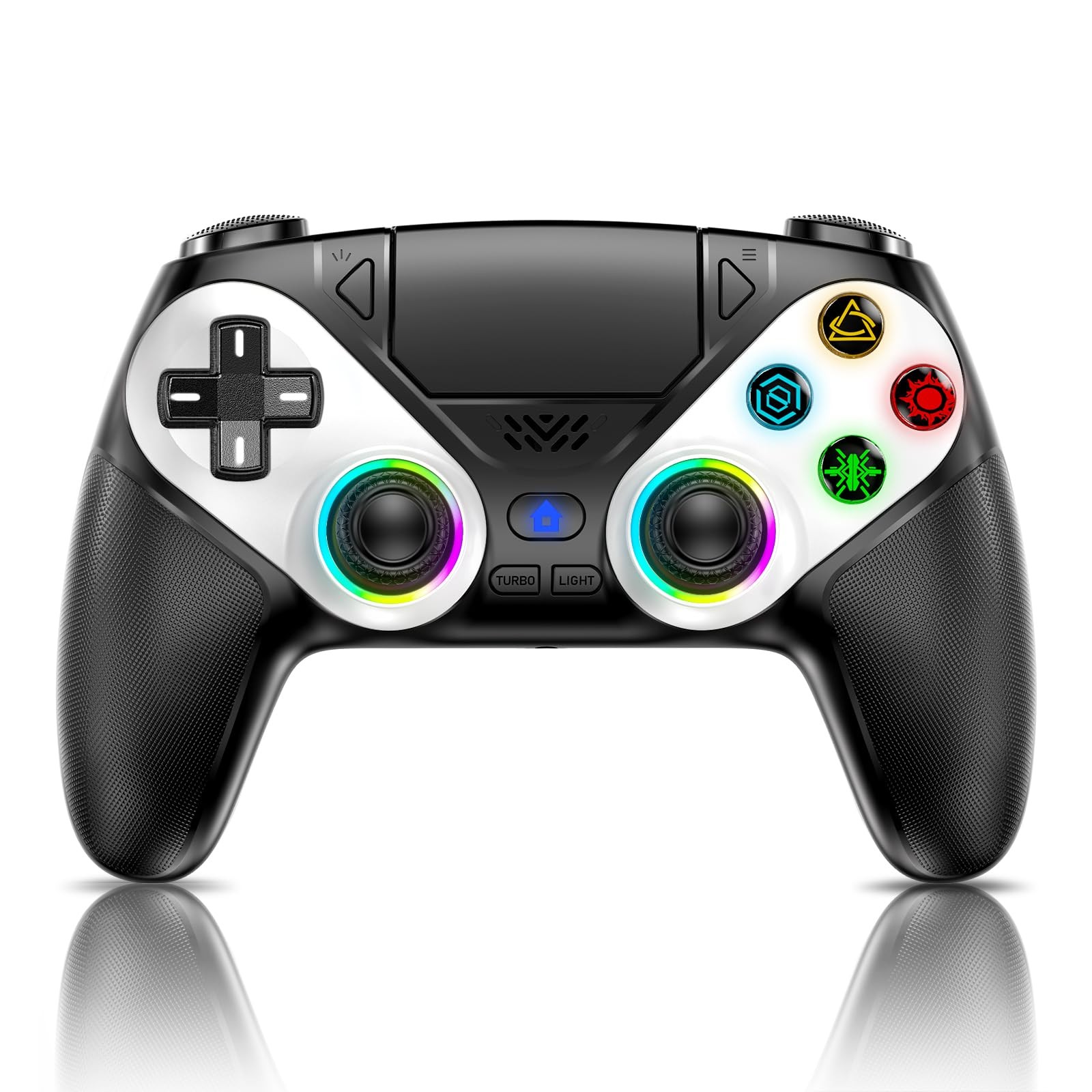 LED Wireless Controller for PS5, Compatible with PS5 Pro/Slim/PC, Dual Vibrat...