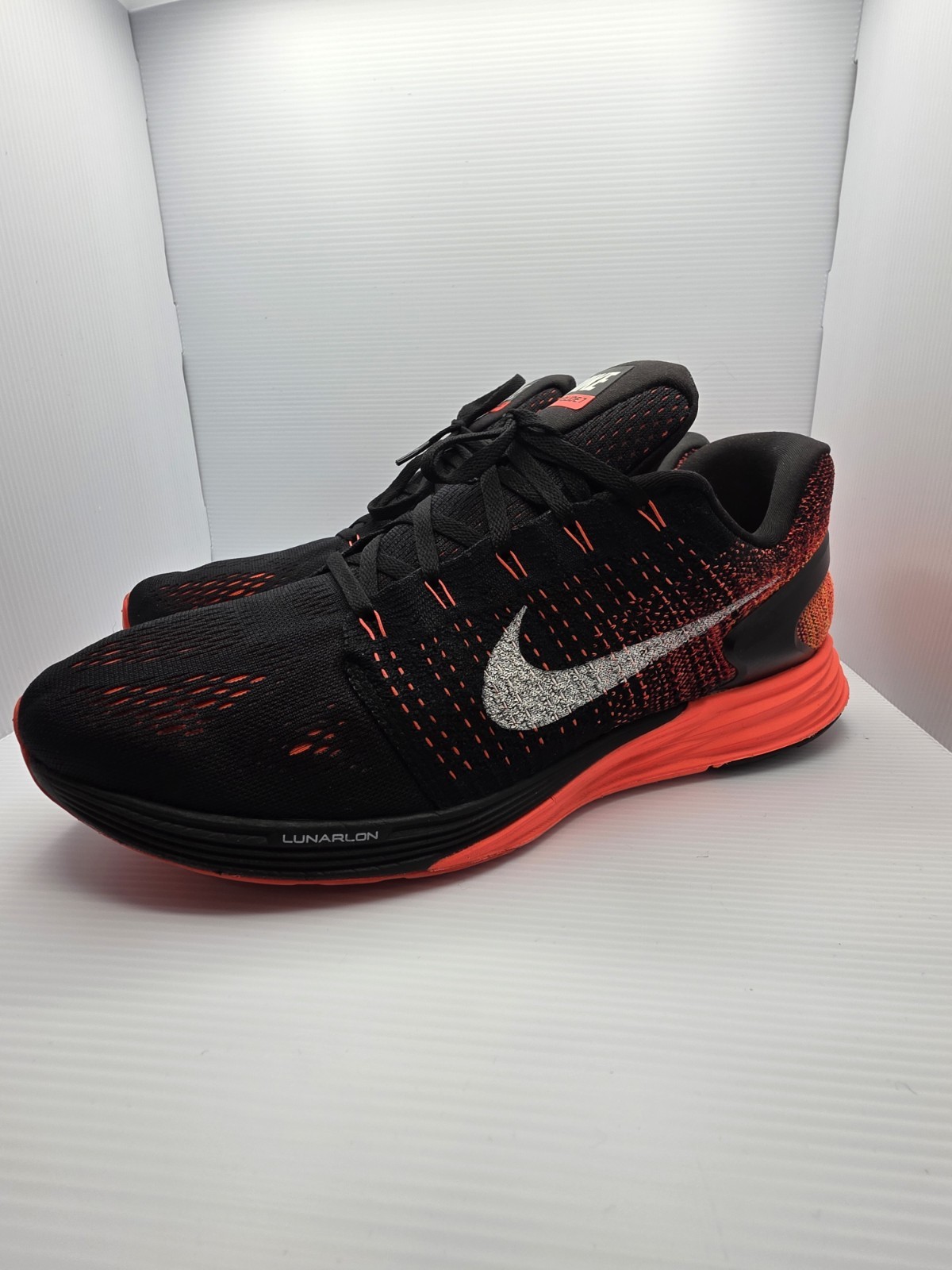 Nike LunarGlide 7 Men's Mesh Running Shoes Lunarlon Black Orange US Size 13