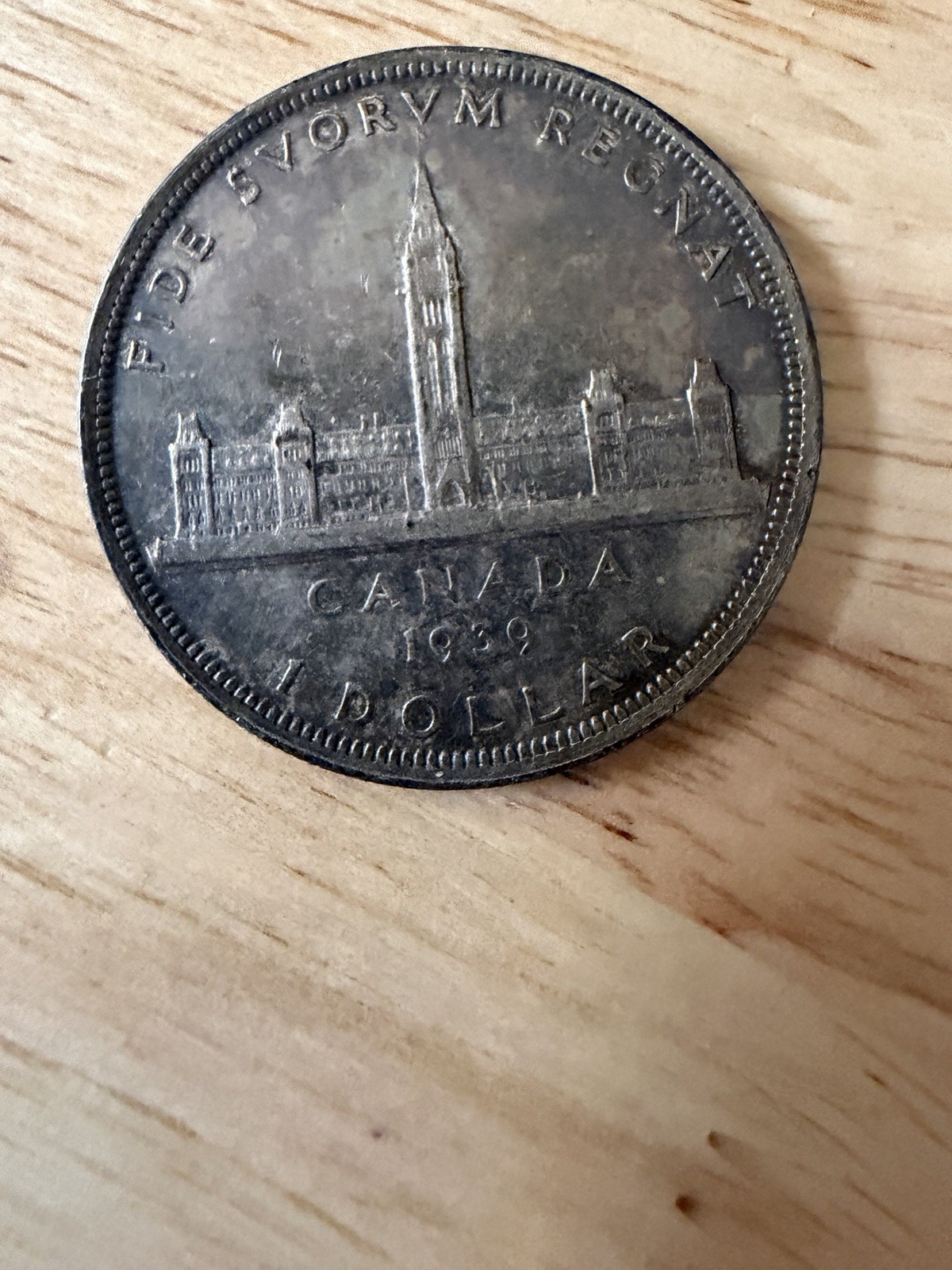Canada $1 Silver dollar Silver Coin 1939 Parliament Buildings Toned 80% silver