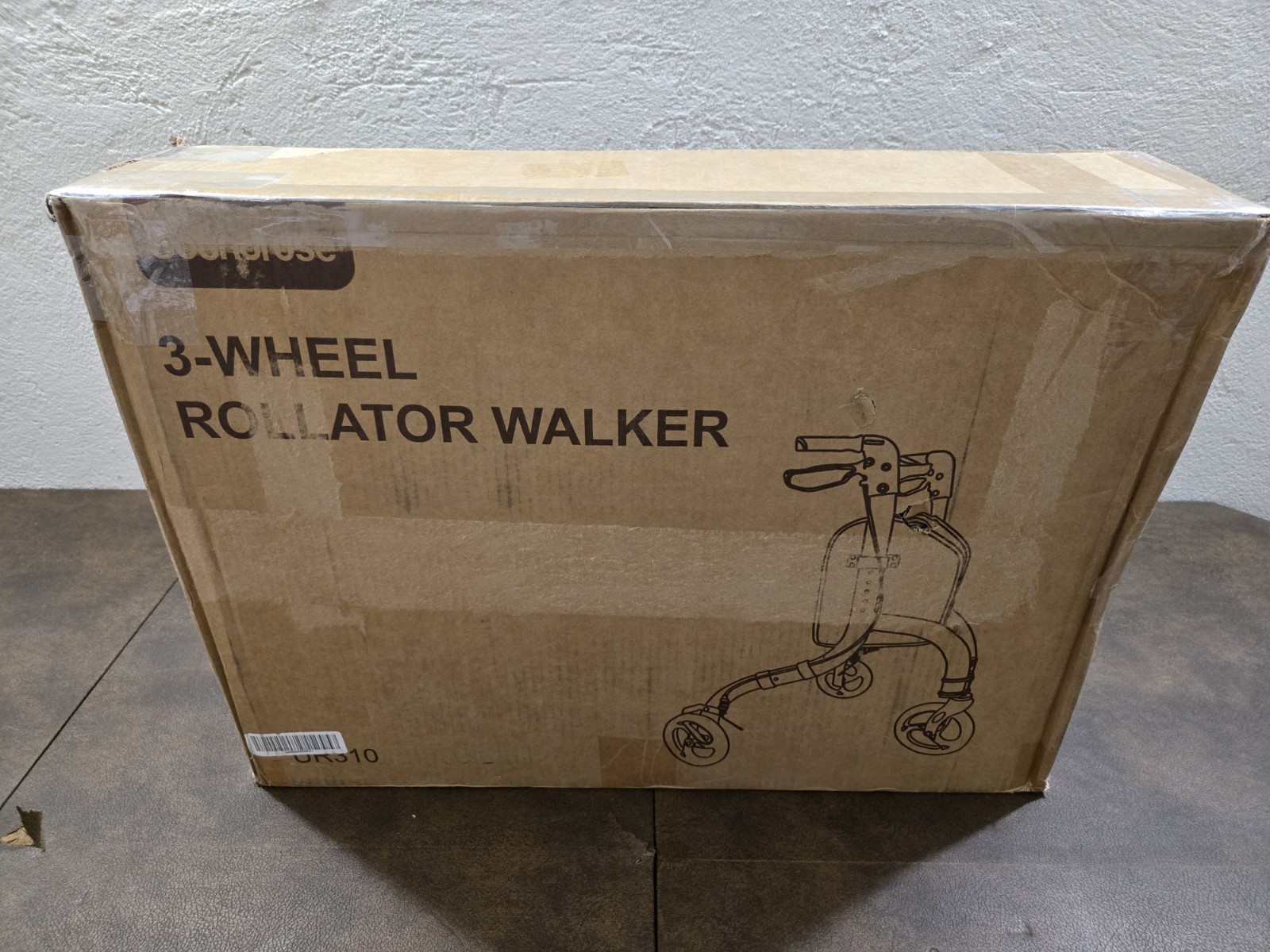 Soundfuse 3 Wheeled Walker Adjustable Lightweight Foldable- Purple - Open Box