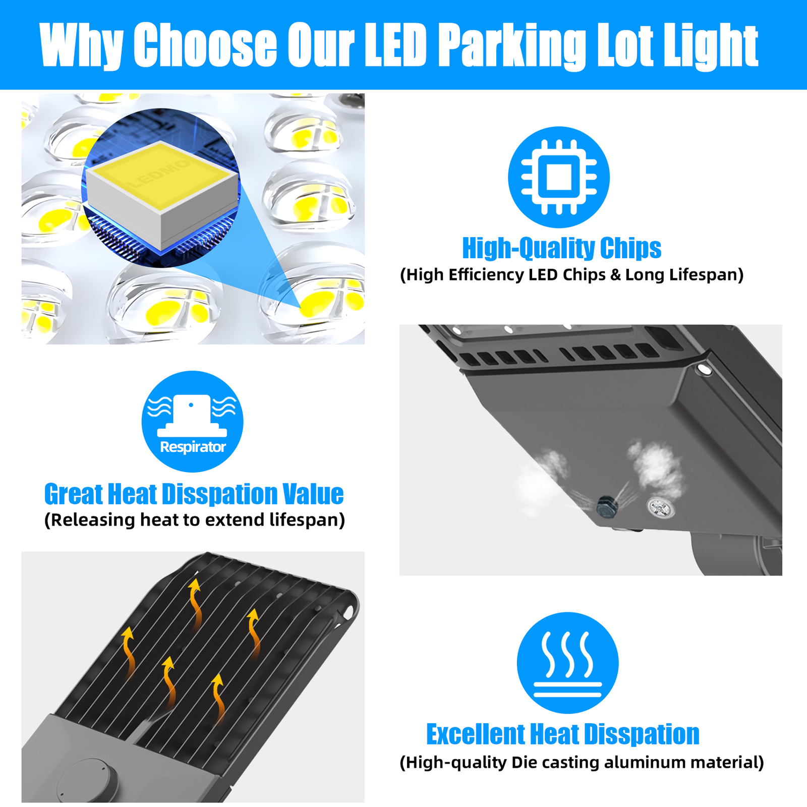 LED Parking Lot Light - 200W Street Lights Dusk to Dawn Outdoor Lighting 3 PACK