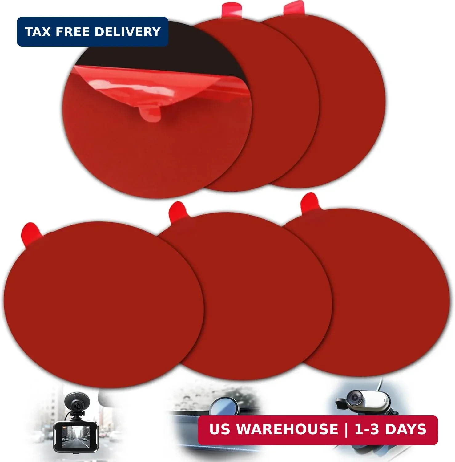 Double Sided Adhesive Pads for Dash Cam, 6PCS 2.83 Inch Heavy Duty Sticky Pads,