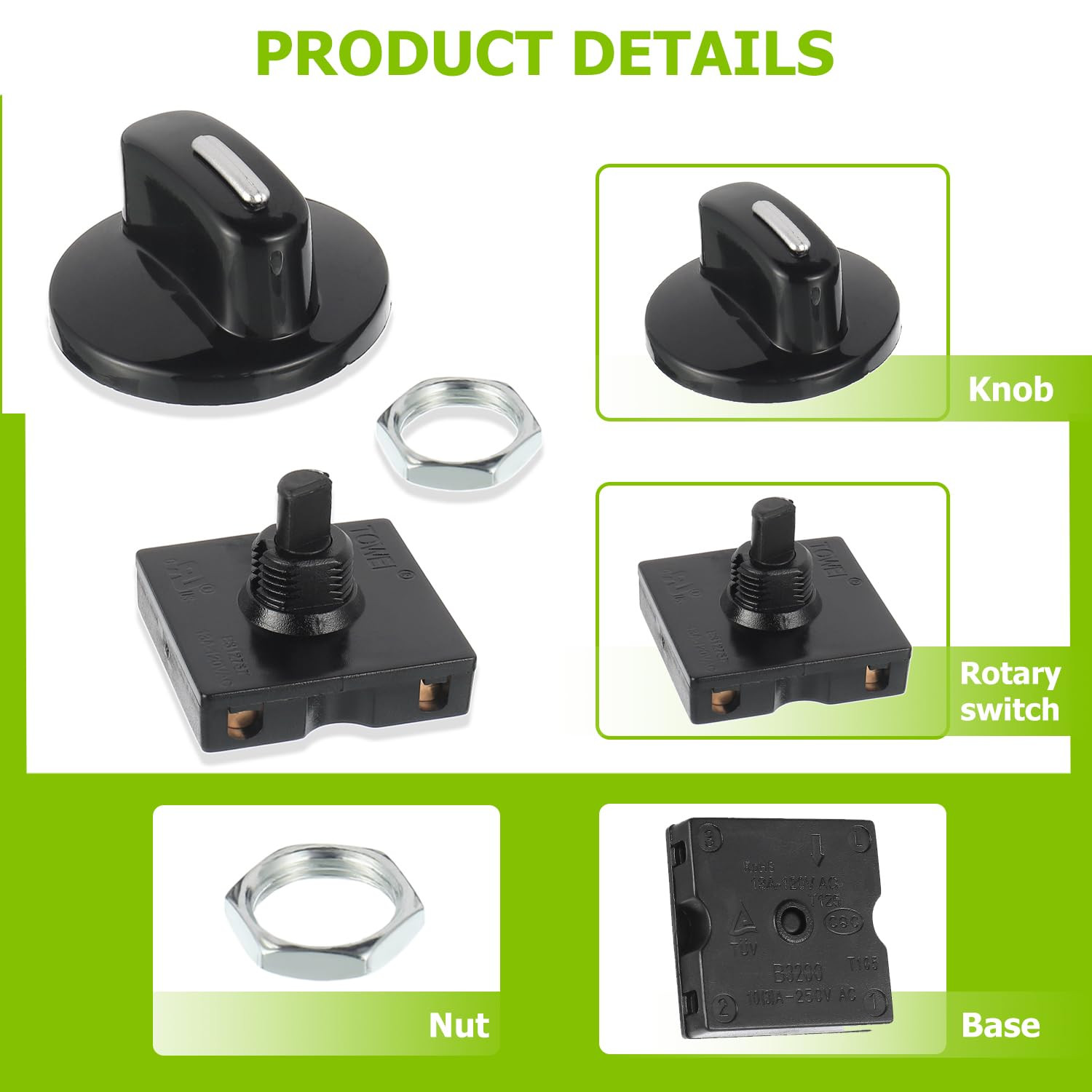Rotary Switch 4-Position 3-Speed Universal Heater Selector (2-Pack)
