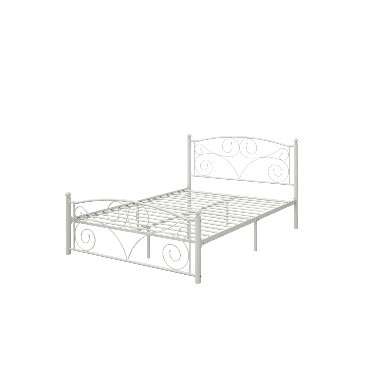 Full Size Bed Frame Metal Platform Bed Frame Sturdy Slat Support White US