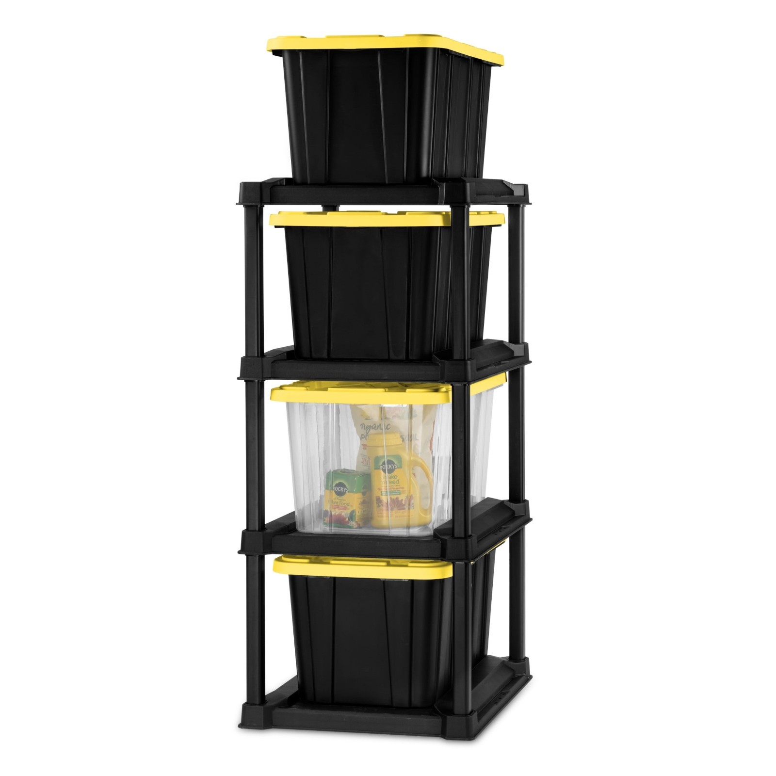 4-Tier Tote Rack Vertical No-Stacking Design For 27 Gallon Totes Organizer