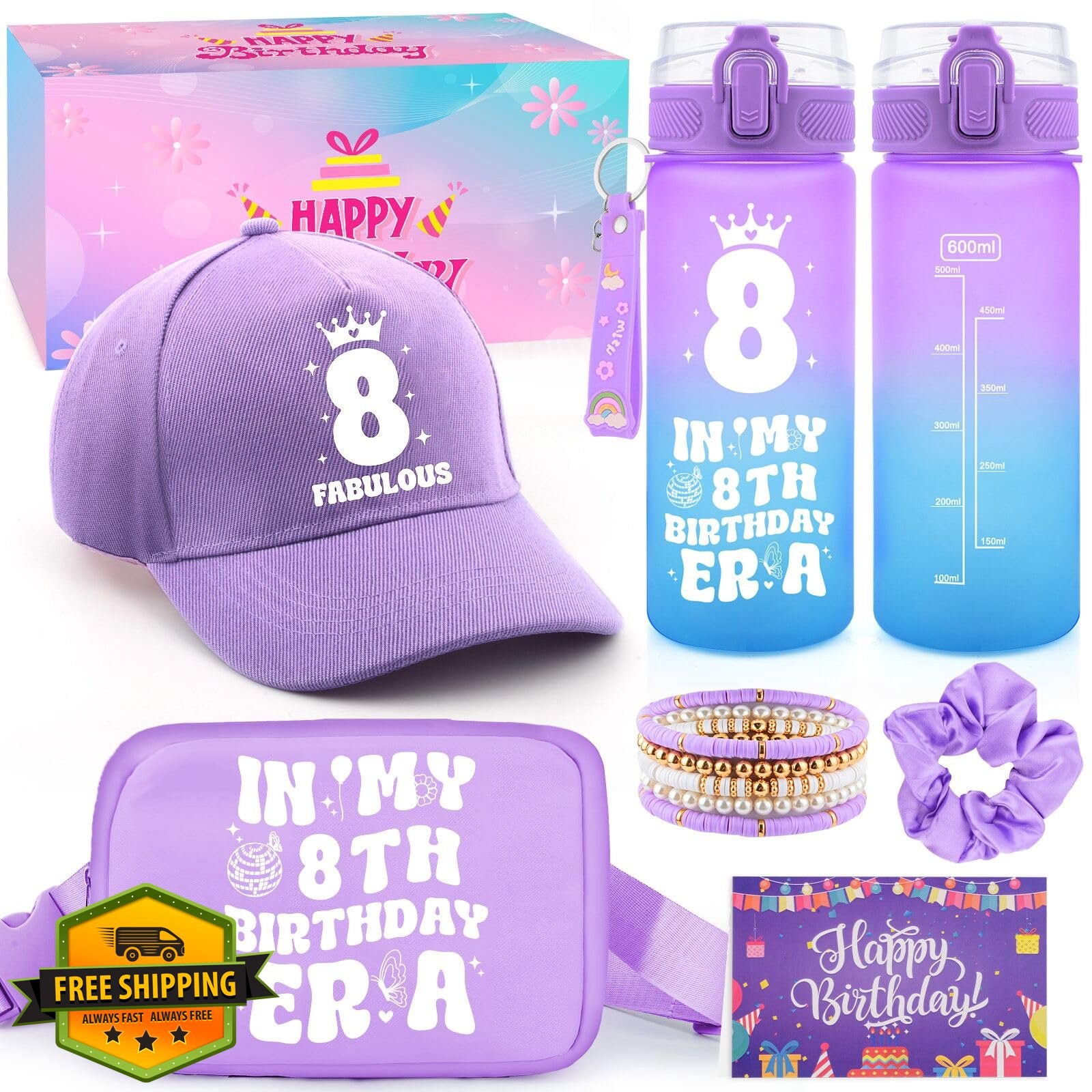 TOUPONS 8th Birthday Gift Purple 20.3oz