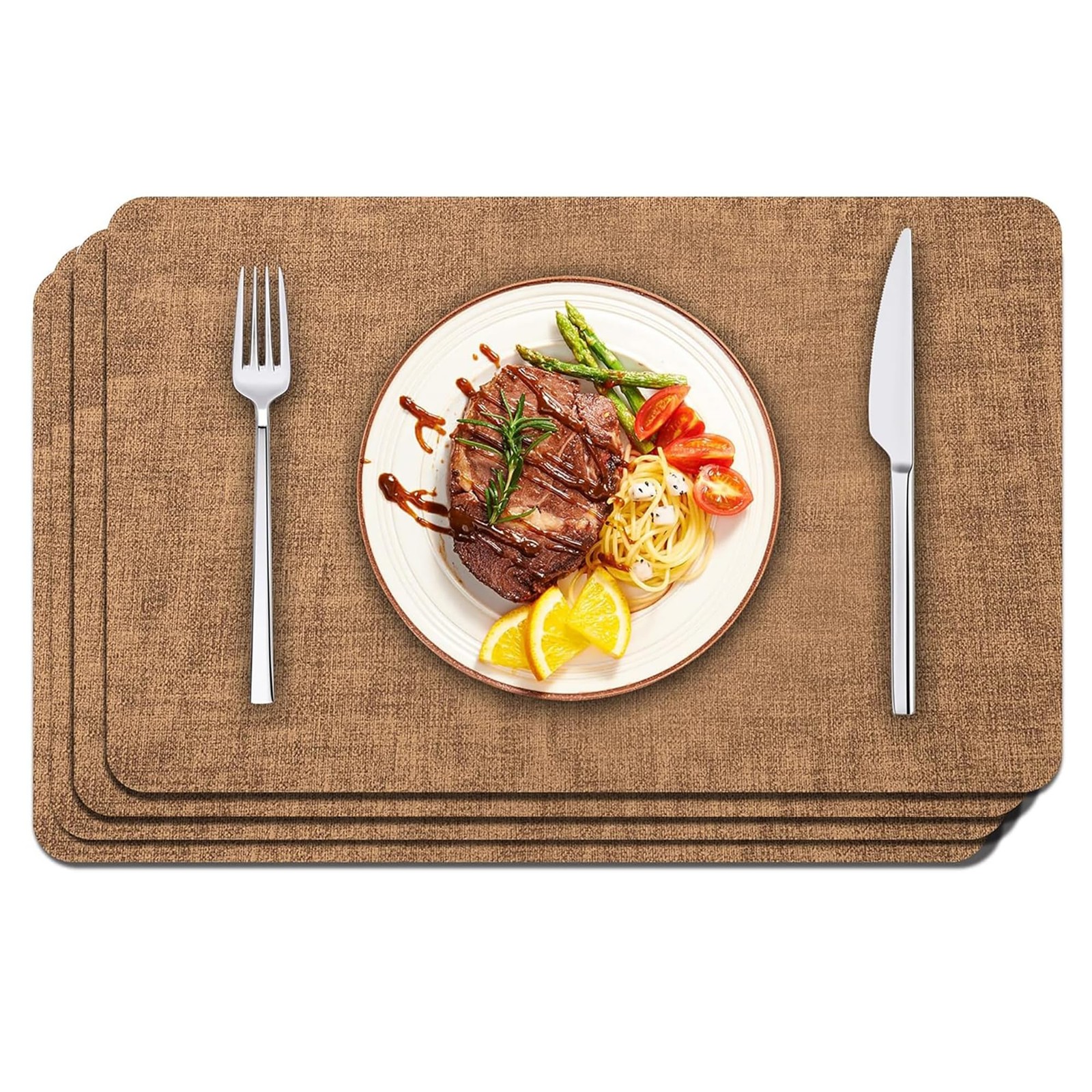 Maxpearl Faux Leather Placemats Set of 4 - Waterproof - Wipe Clean - Heat Res...