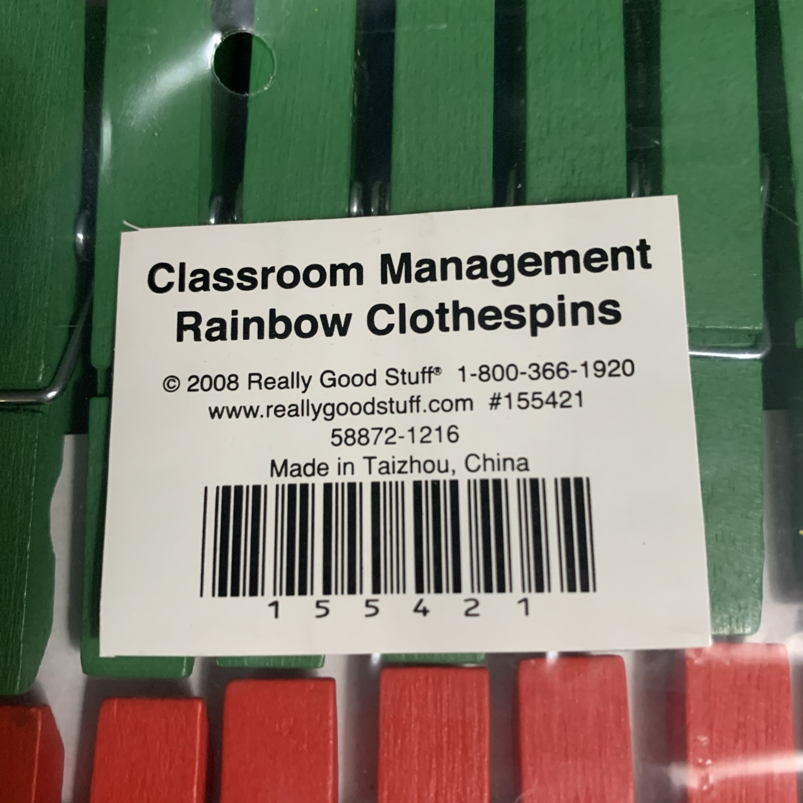 Classroom Management Rainbow Clothespins - 4 Colors