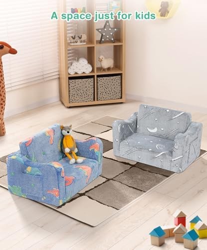 Couch 2-in-1, Sofa Bed Fold Out Convertible Lounger, Chair for Toddlers 1-3 w...