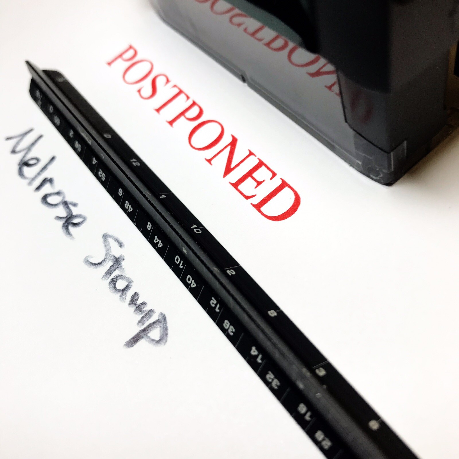 Postponed Rubber Stamp Red Ink Self Inking Ideal 4913