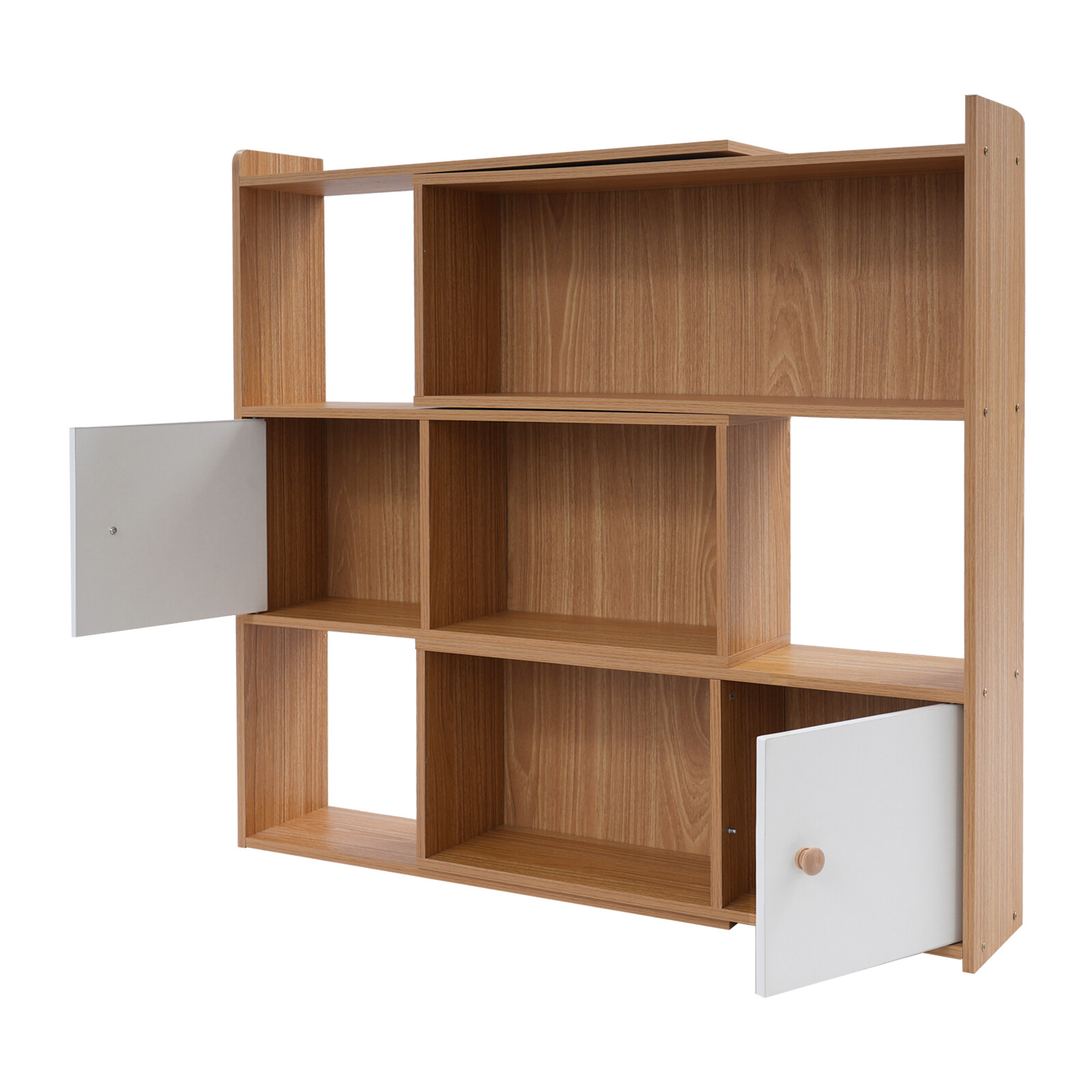 3-tier Bookshelf Stretchable Bookcase Modern Log Color Bookshelf For Home Office