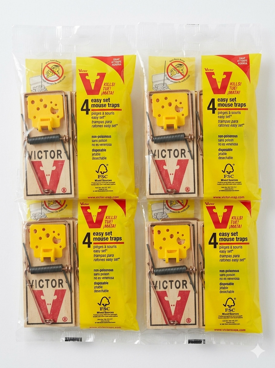 Victor Easy Set Mouse Trap 4-Pack x4 16 Total Snap Traps M032