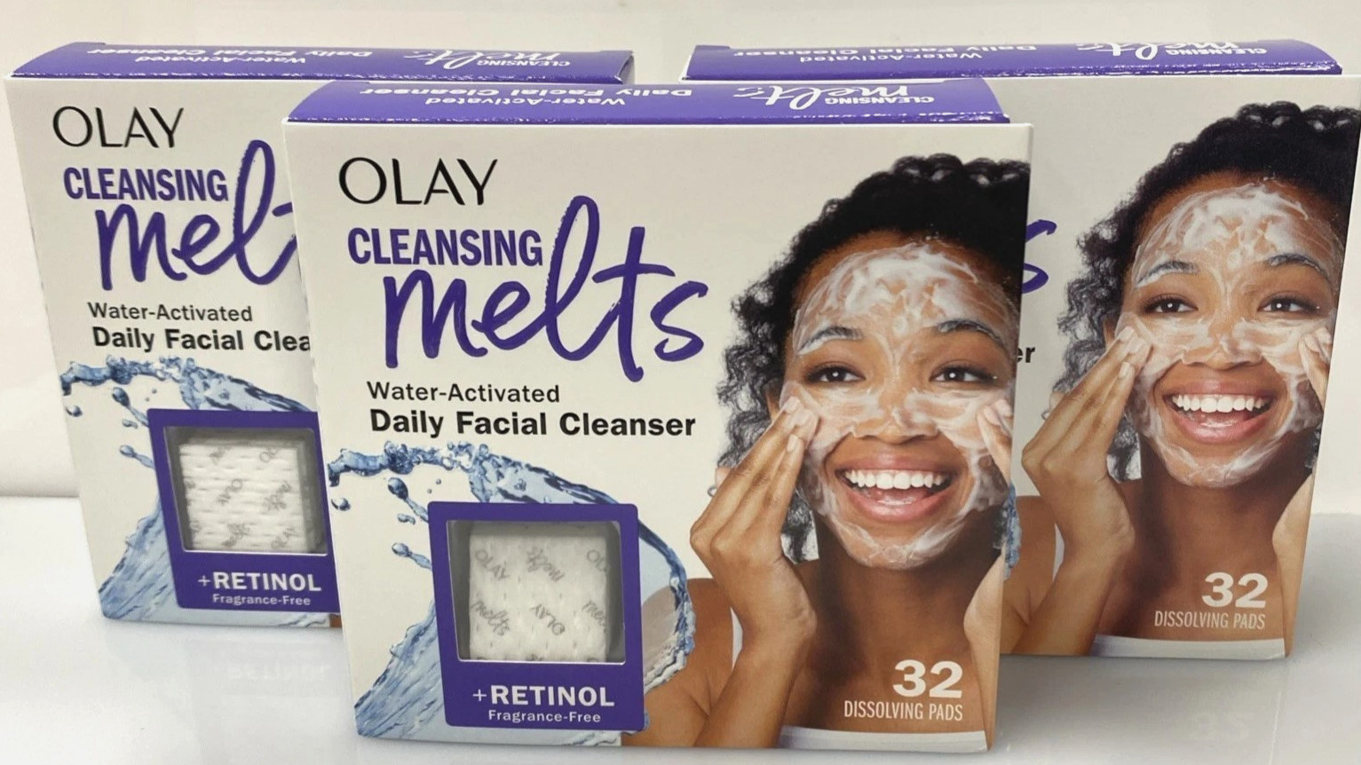 96 Olay Cleansing Melts Face Cleanser + Retinol Facial Cleaner  3 packs of 32