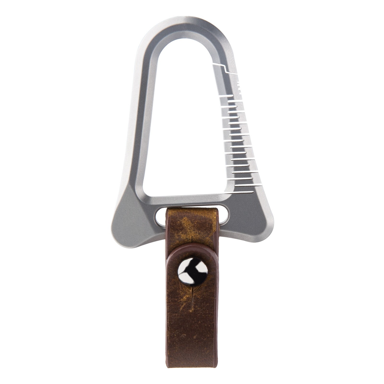 Titanium Alloy + Leather Carabiner Hanging Buckle Car Keychain Key Belt Waist