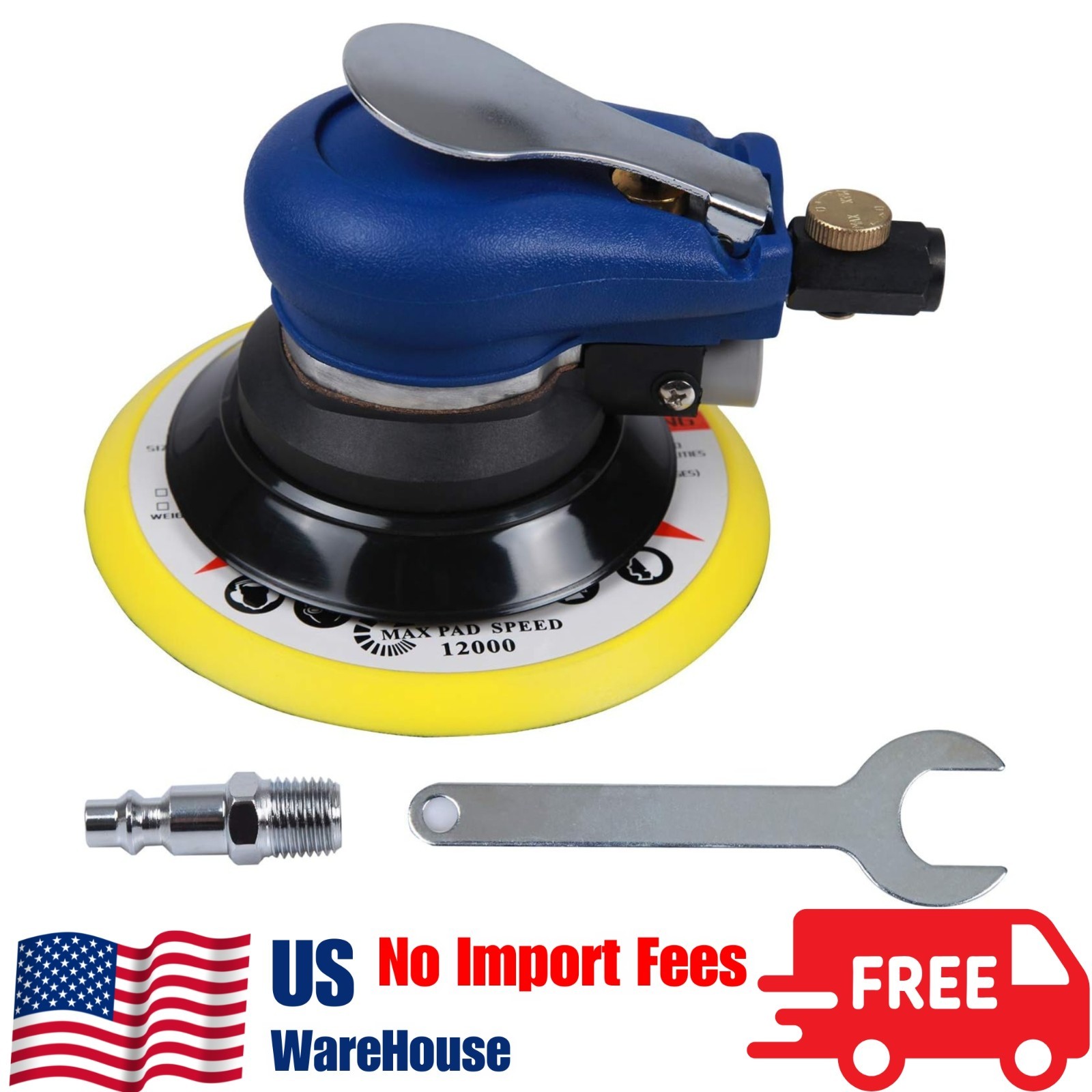 6" Air Palm Random Orbital Sander, Dual Action Pneumatic Polisher Speed