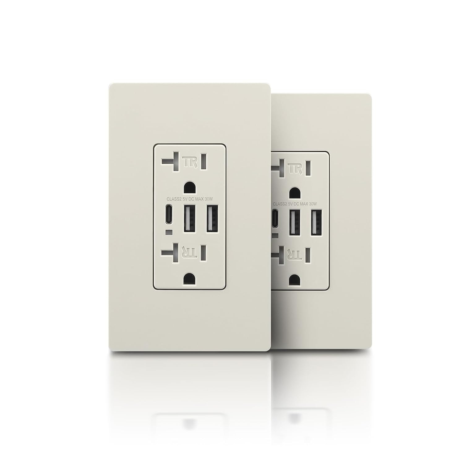 2 Pack USB Outlet, 30W 6.0A 3 Ports USB Electrical Socket with Type a & C Por...