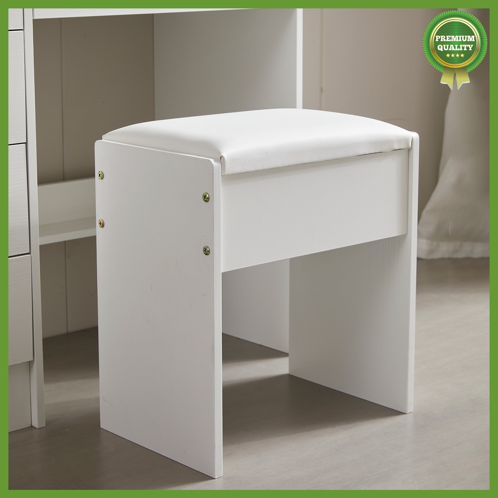 Wooden Dressing Makeup Stool PU Padded Cushion Rest Stool For Bedroom Cloakroom
