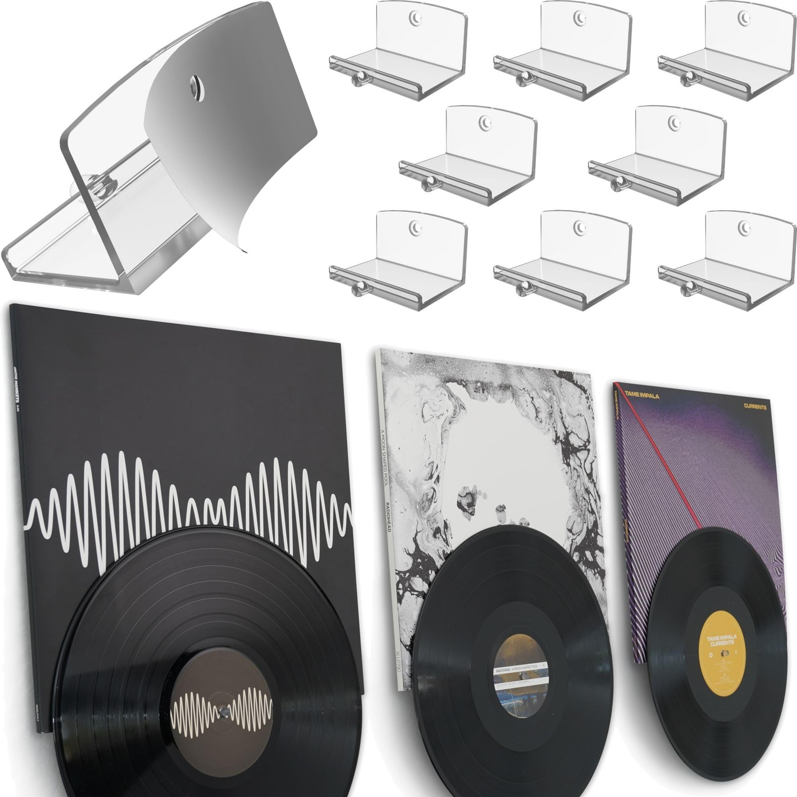 Adhesive Vinyl Wall Mount (8-Pack) – Dual Display Album and Disc, Strong Hold...