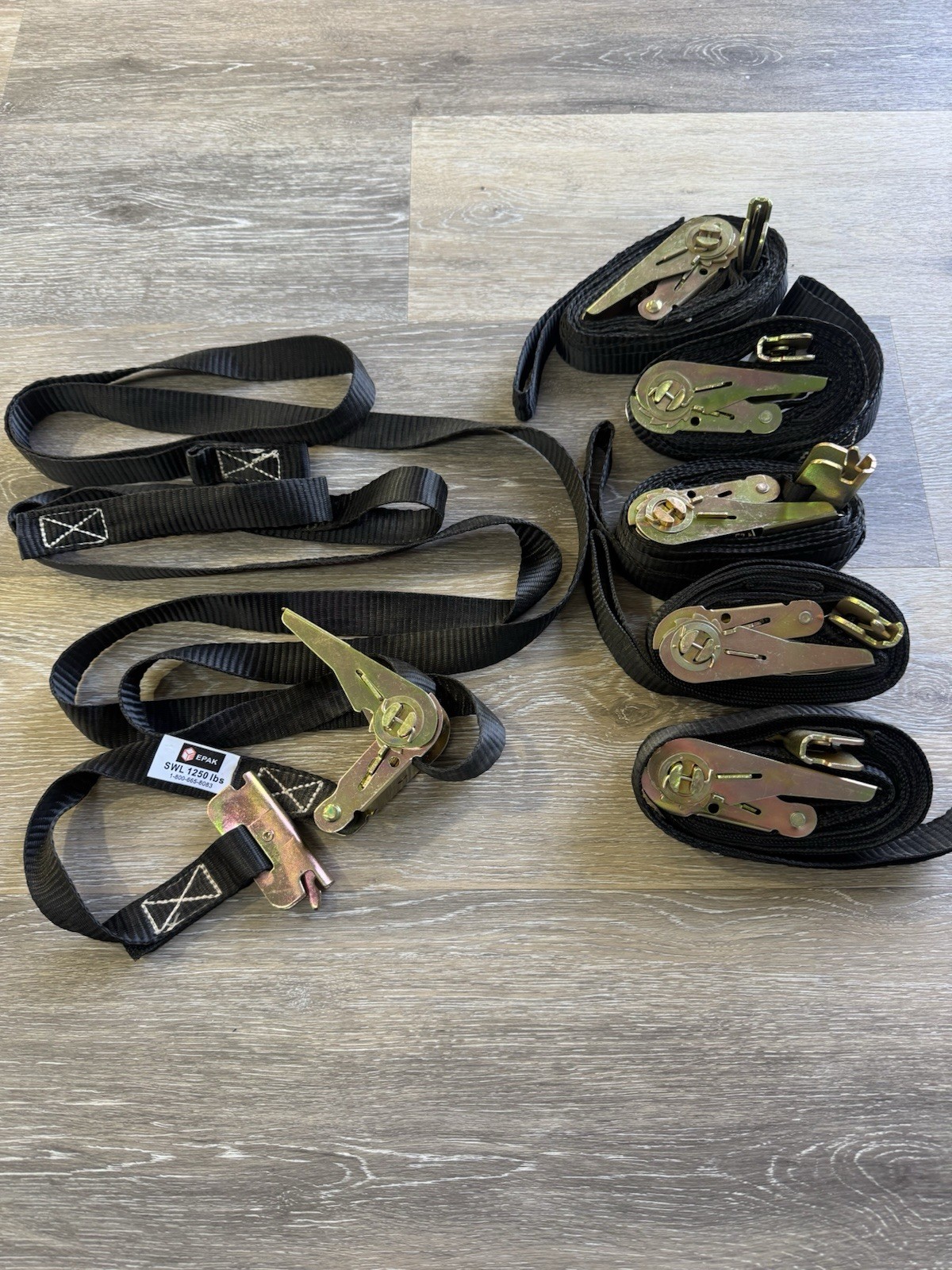 Trailer E-trak 1"x13' Fitting Black Ratchet Strap Open Loop End Lot Of 6 Straps