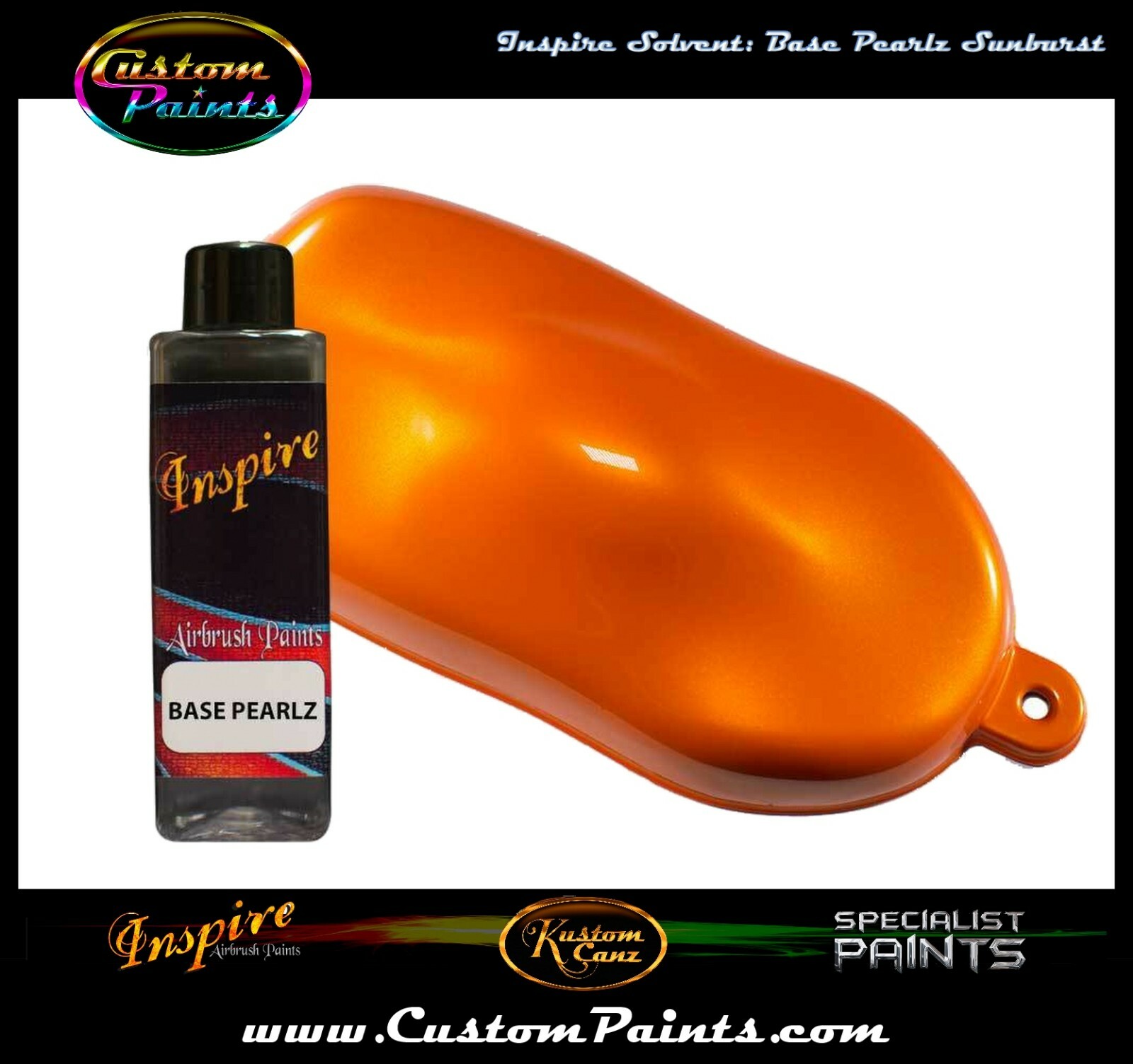 INSPIRE AIRBRUSH BASE PEARLZ SUNBURST 4oz (SOLVENT), CUSTOM PAINT, ARTIST, HOK