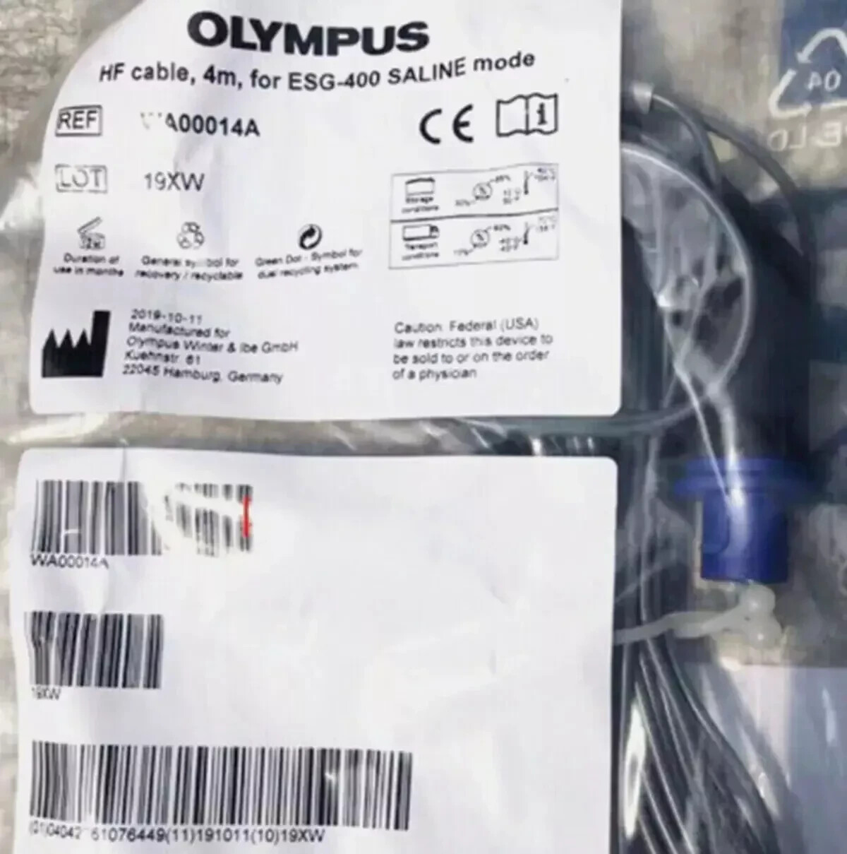 Olympus WA00014A HF cable 4m for ESG-400 Saline Mode Bipolar HF  ESG400
