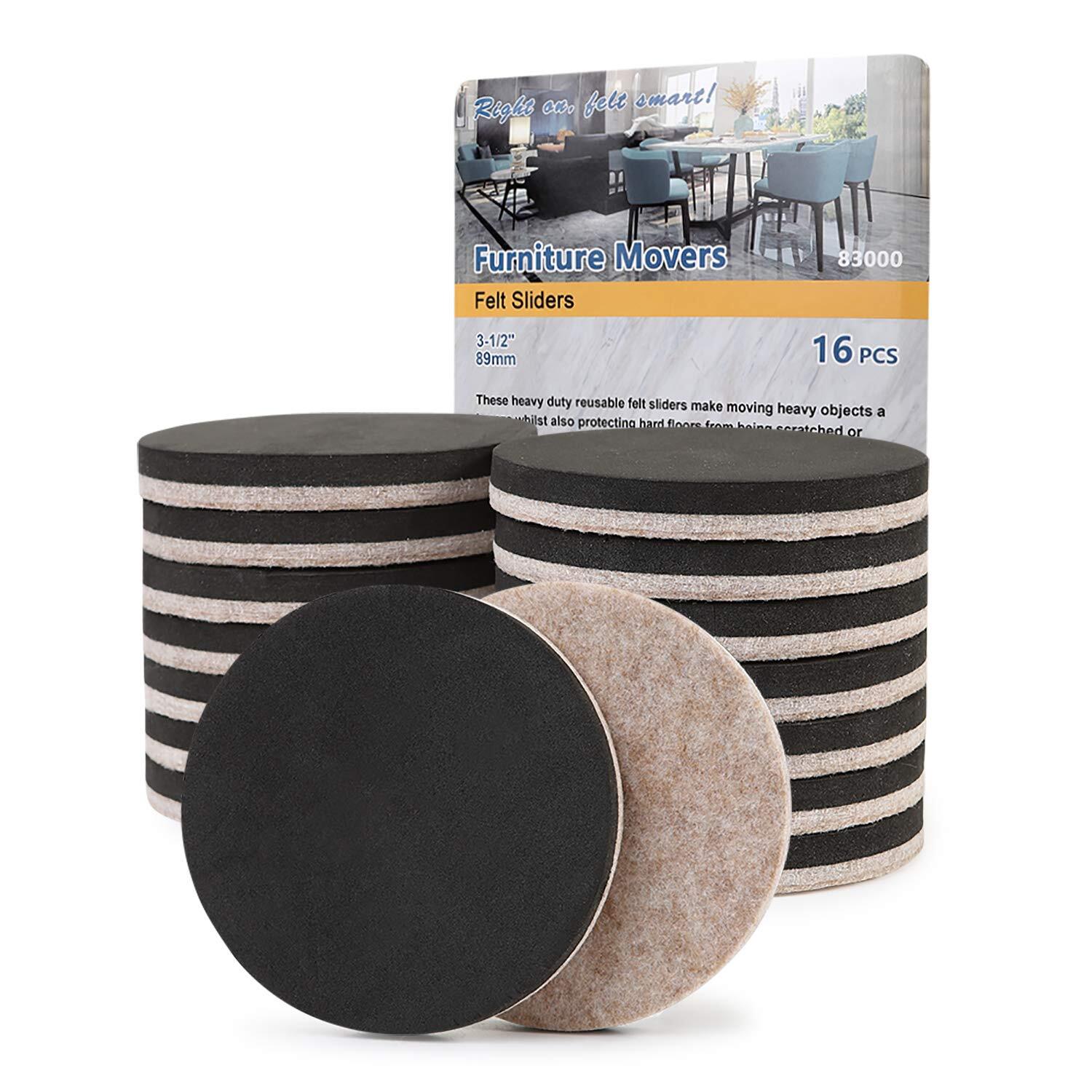 Felt Furniture Sliders Hardwood Floors 16 PCS 3.5"- Furniture Slider – Heavy ...