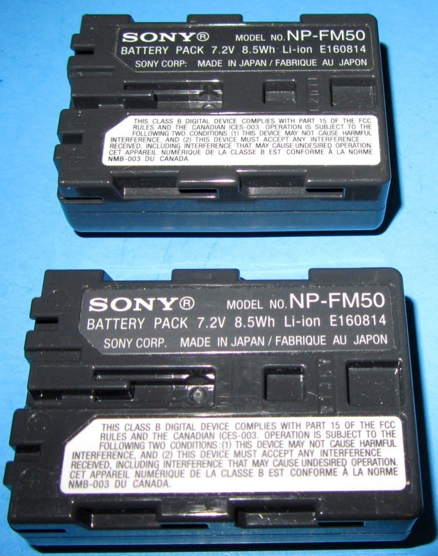 SONY NP-FM50 LOT OF TWO (2) GENUINE SONY Used InfoLITHIUM Batteries NO RETURNS