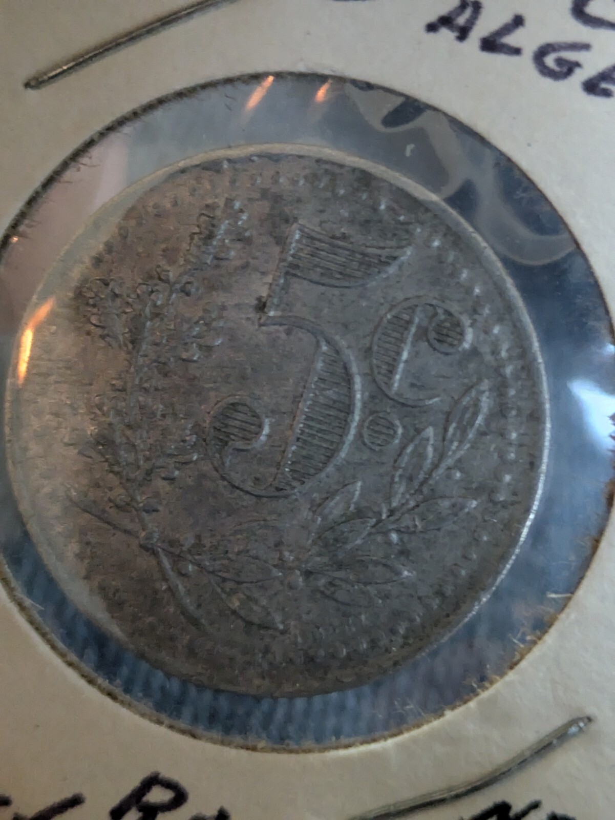 1921 Algeria Algers 5 Cent Token High Grade