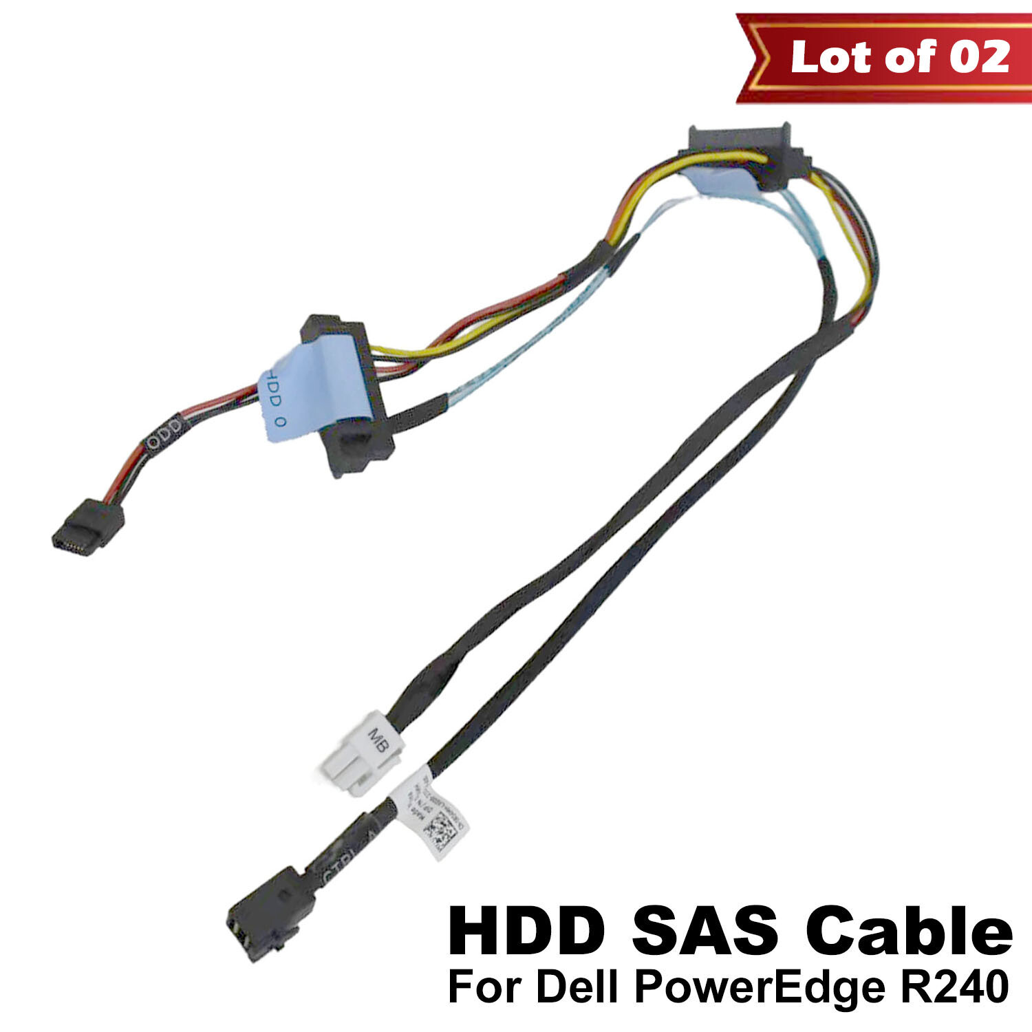 Lot of 2 DELL PowerEdge R240 Cold 2 Backplane SAS Cable Plus R Card Cable R04MH