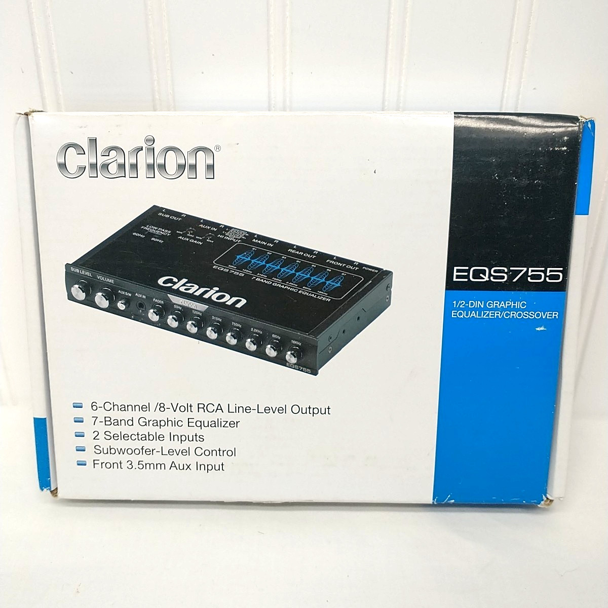 Clarion EQS755 7-BAND GRAPHIC EQUALIZER Half-Din Car EQ w/ Front 3.5mm AUX Input