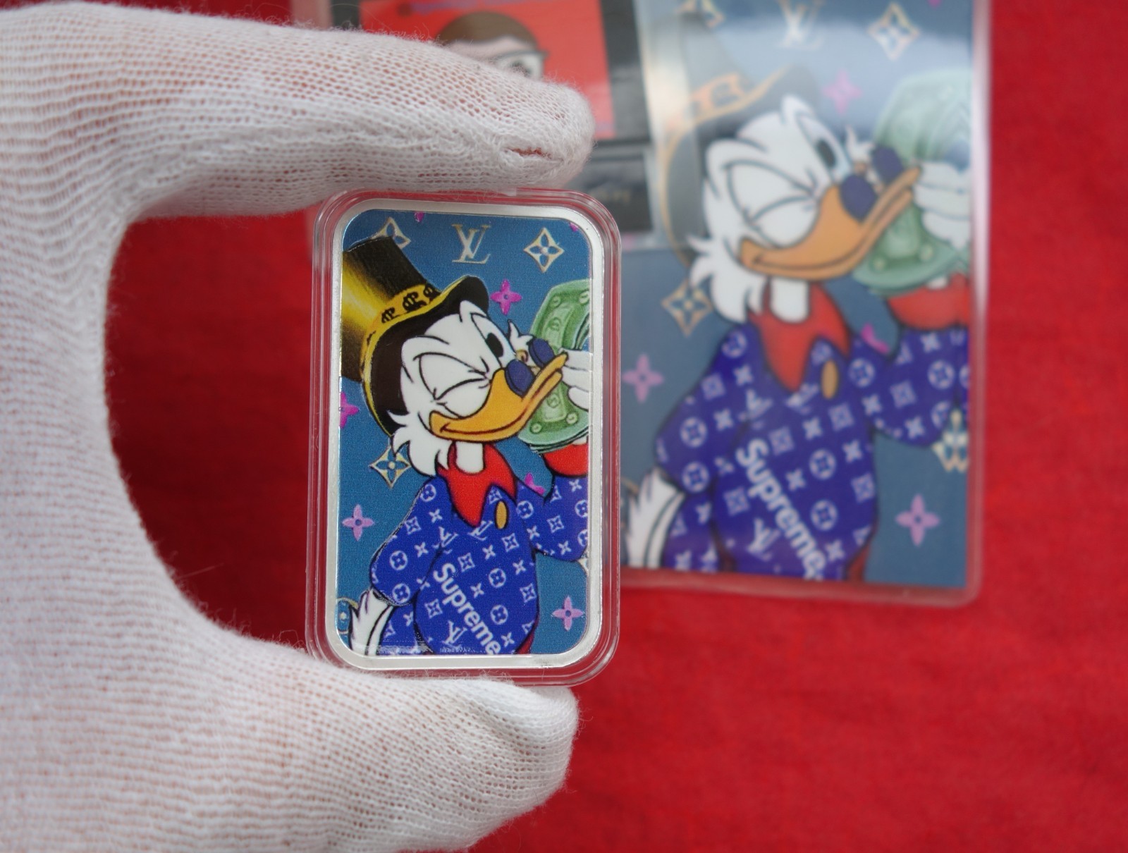 Disney Scrooge McDuck Purple Money Louis Vuitton  1 oz 999 Fine Silver Color Bar