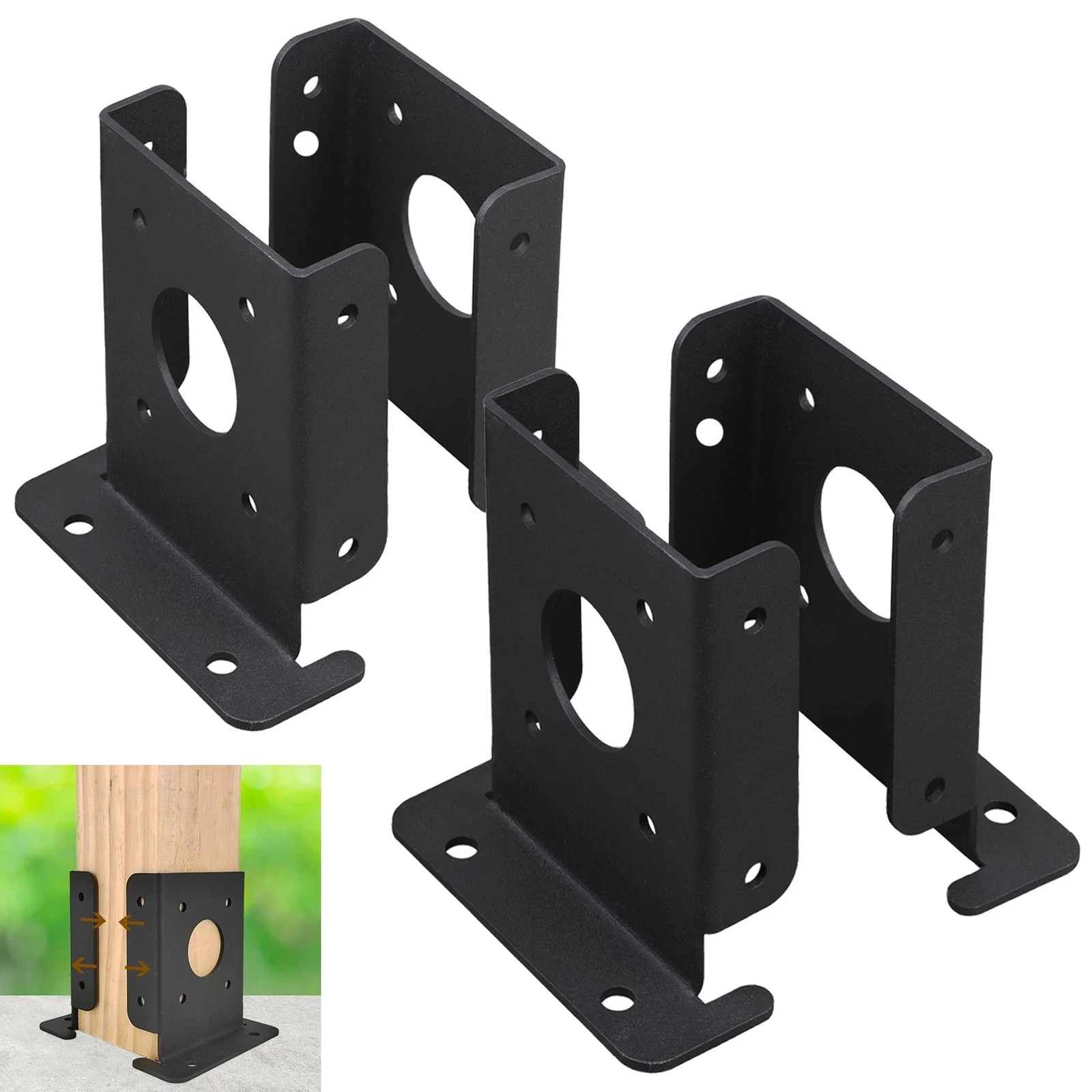 4Pcs Adjustable 4x4 Wood Fence Pergola Post Base Brackets kit Heavy Duty Post...