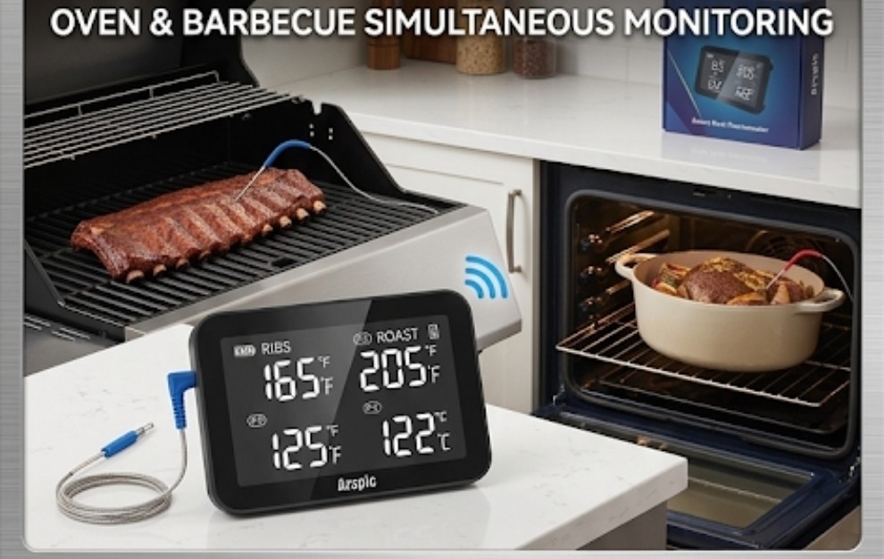 Arspic Digital Wireless Meat Thermometer Multi-Probe Smart APP Black